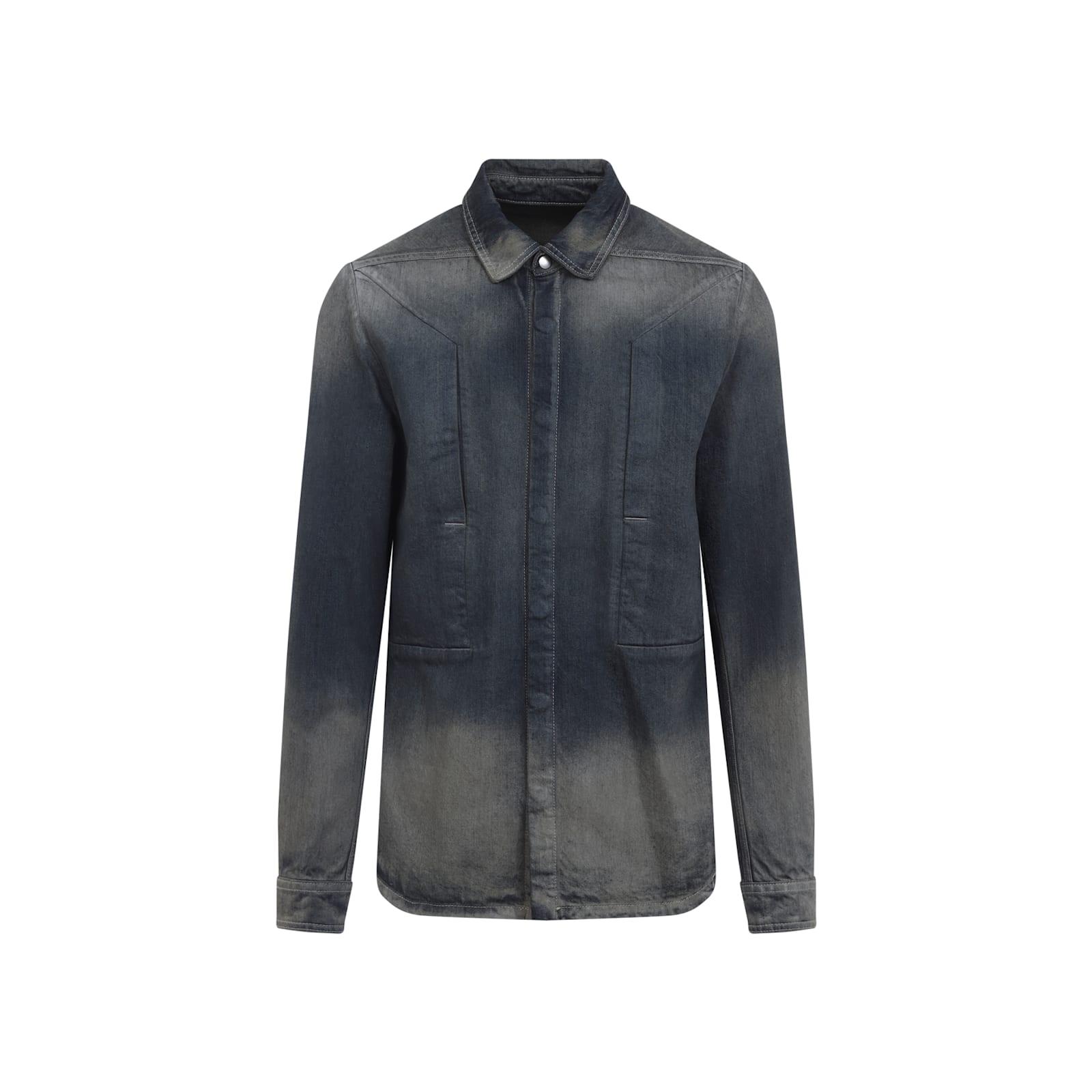 Rick Owens Fogpocket Long Sleeve Outer Shirt In Gray