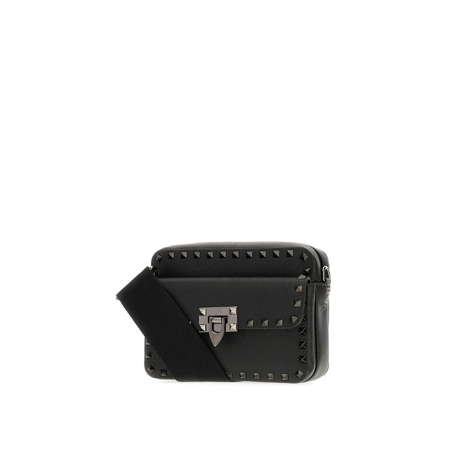 Shop Valentino Garavani Rockstud Leather Shoulder Bag In Black