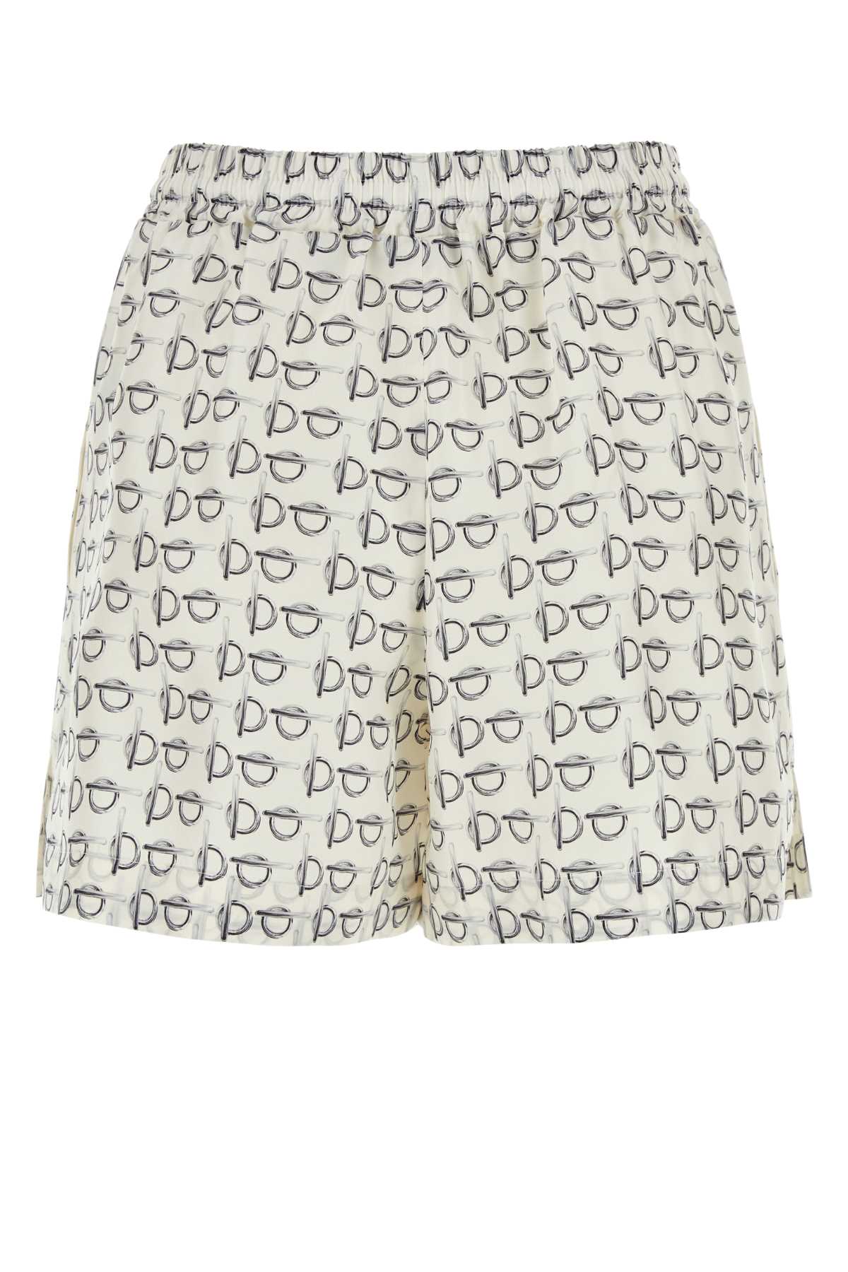 Shop Burberry Printed Silk Shorts In Silverwhite