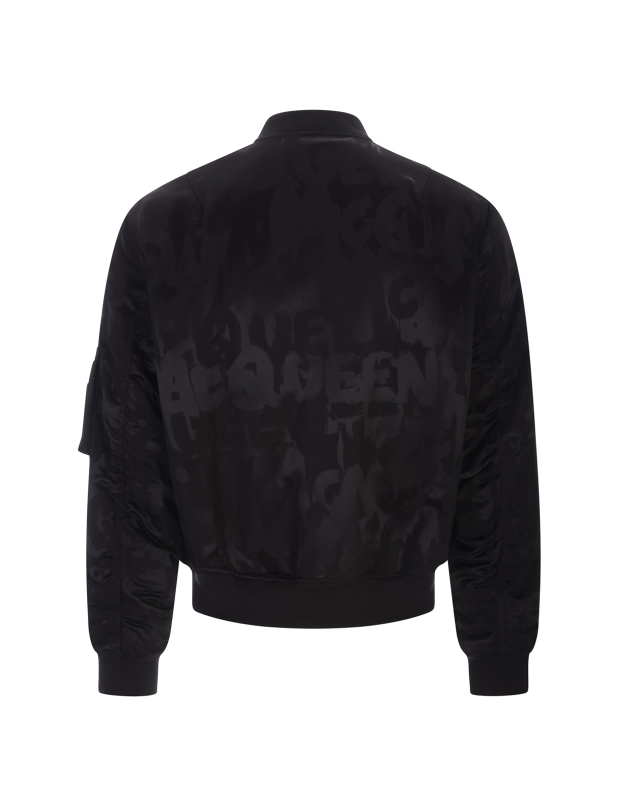Alexander Mcqueen Mcqueen Graffiti Bomber Jacket In Black Polyfaille In 1010