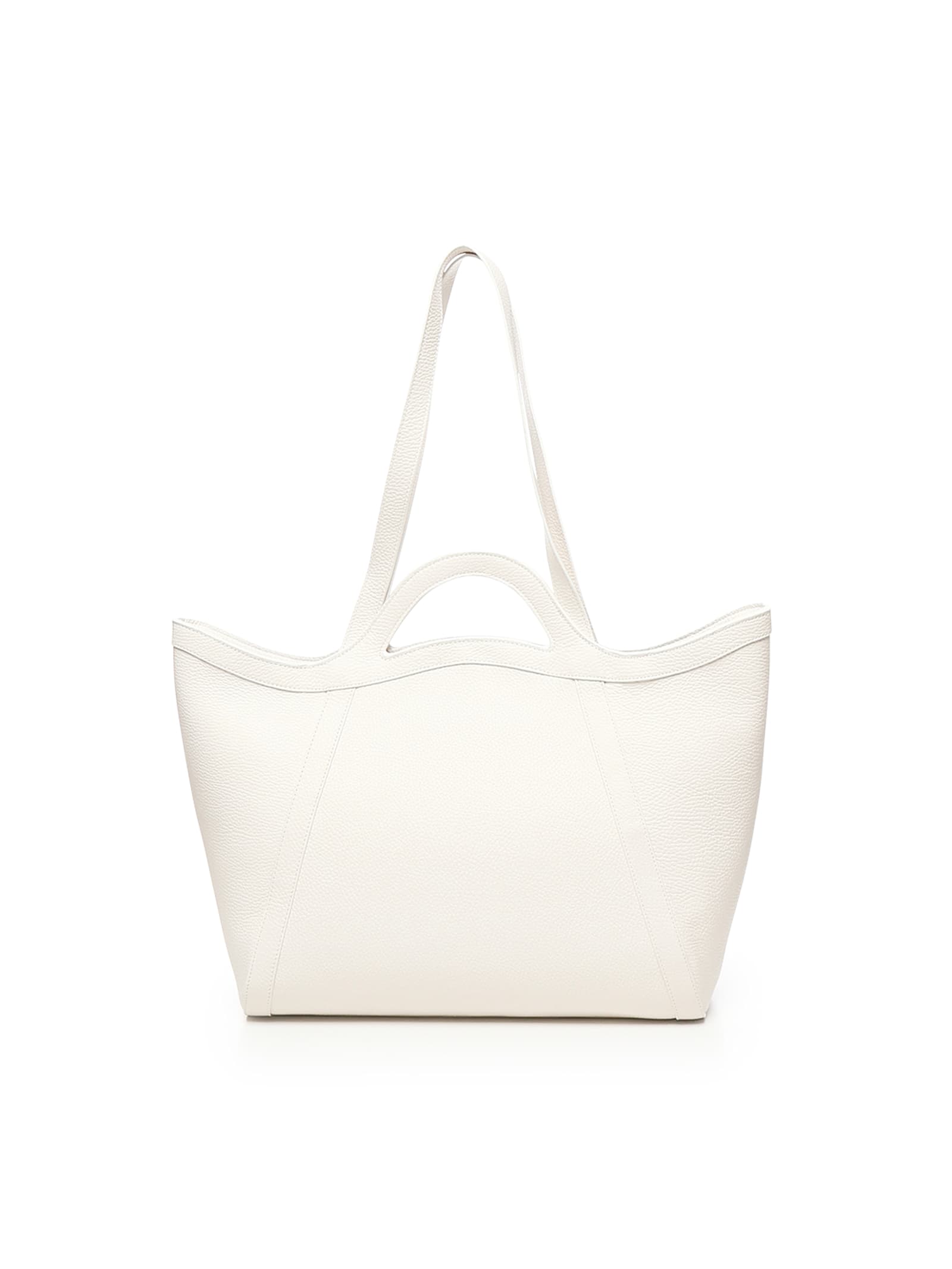 Coccinelle Amalia Curved-handle Leather Tote Bag In White