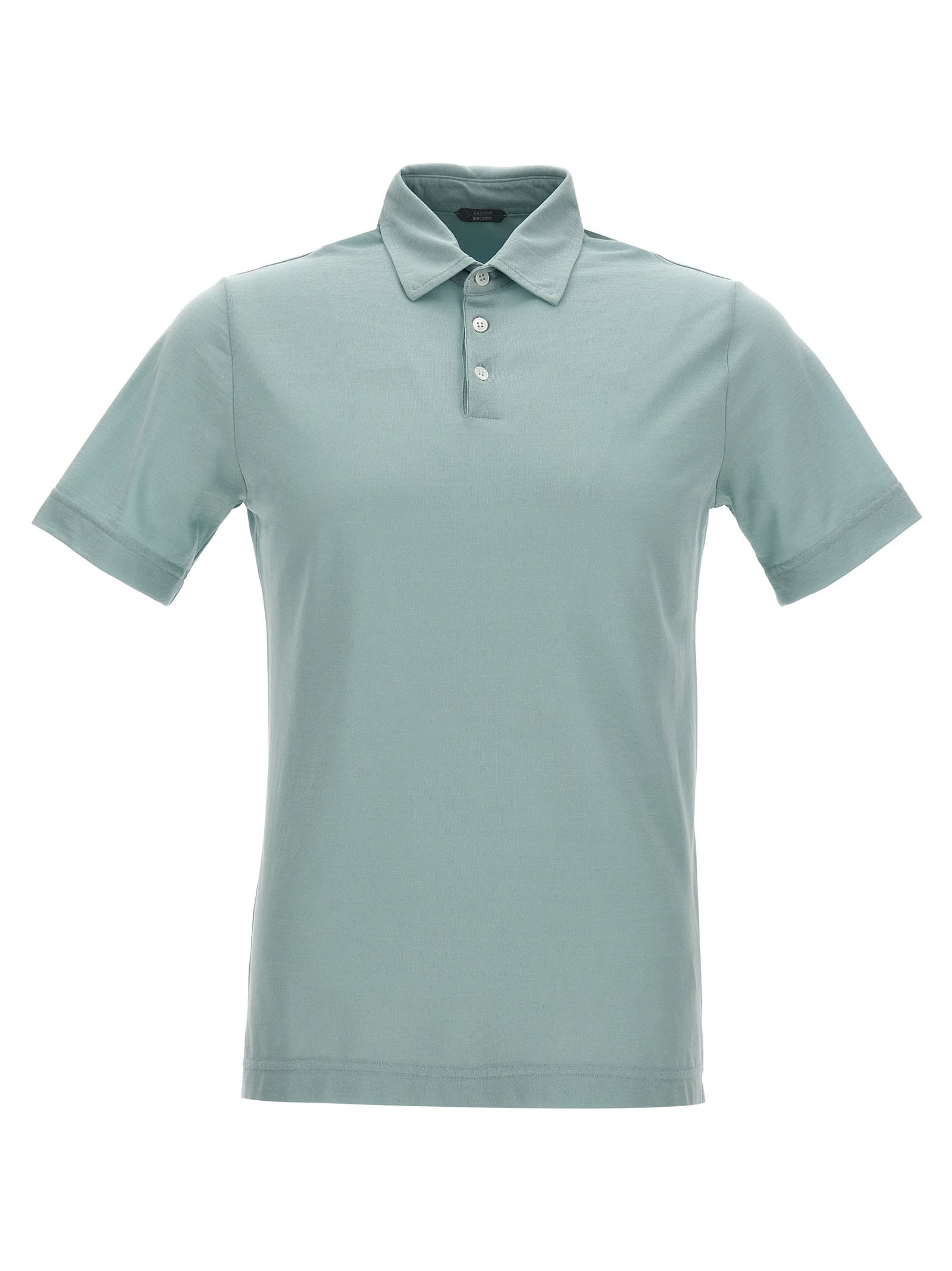 Shop Zanone Ice Cotton Polo Shirt In Ceruleo