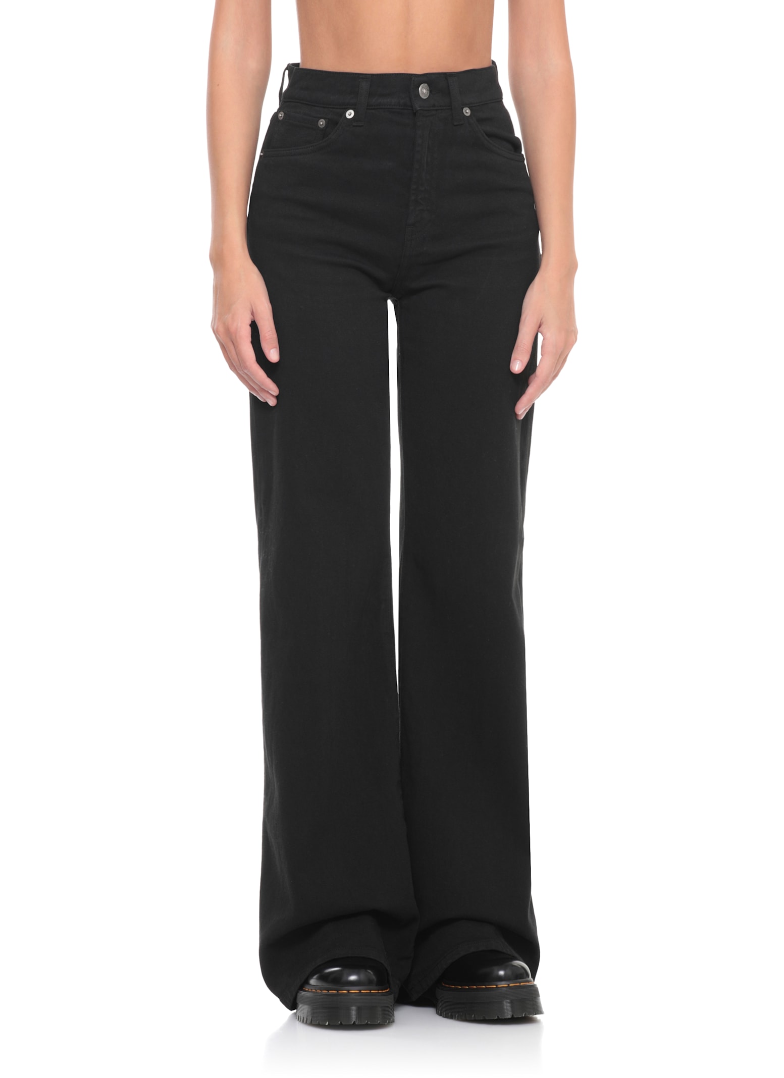 Dondup Wide-leg Palazzo Jeans Belt Loops In Black