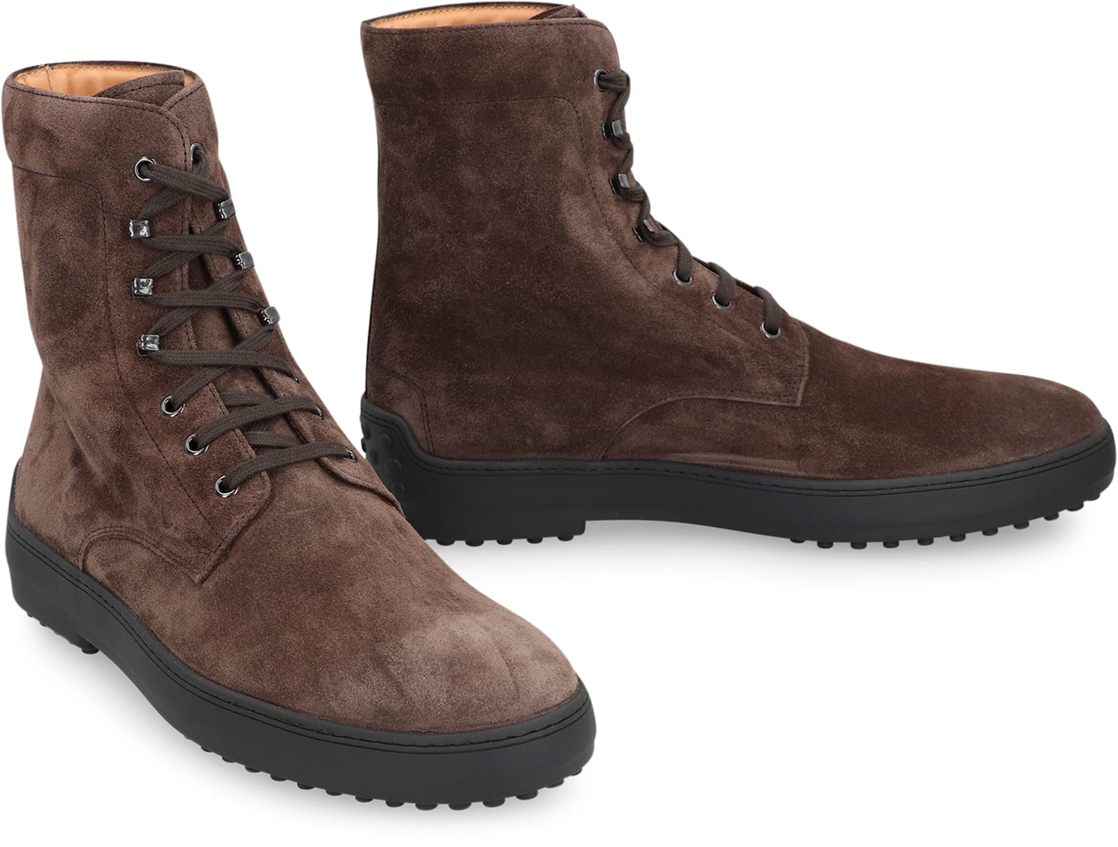 Tod's Lace-up Suede Ankle Boots In Brown