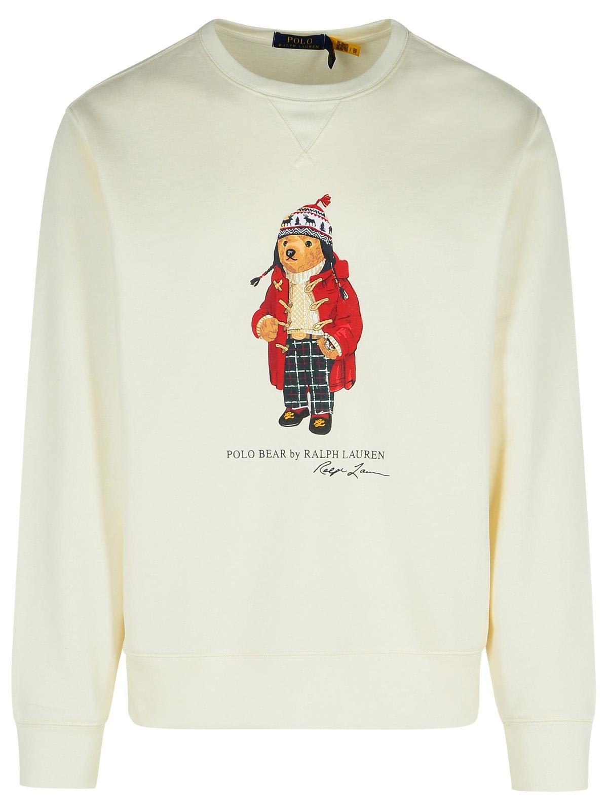 Shop Ralph Lauren Polo Bear Fleece Sweatshirt In Natural