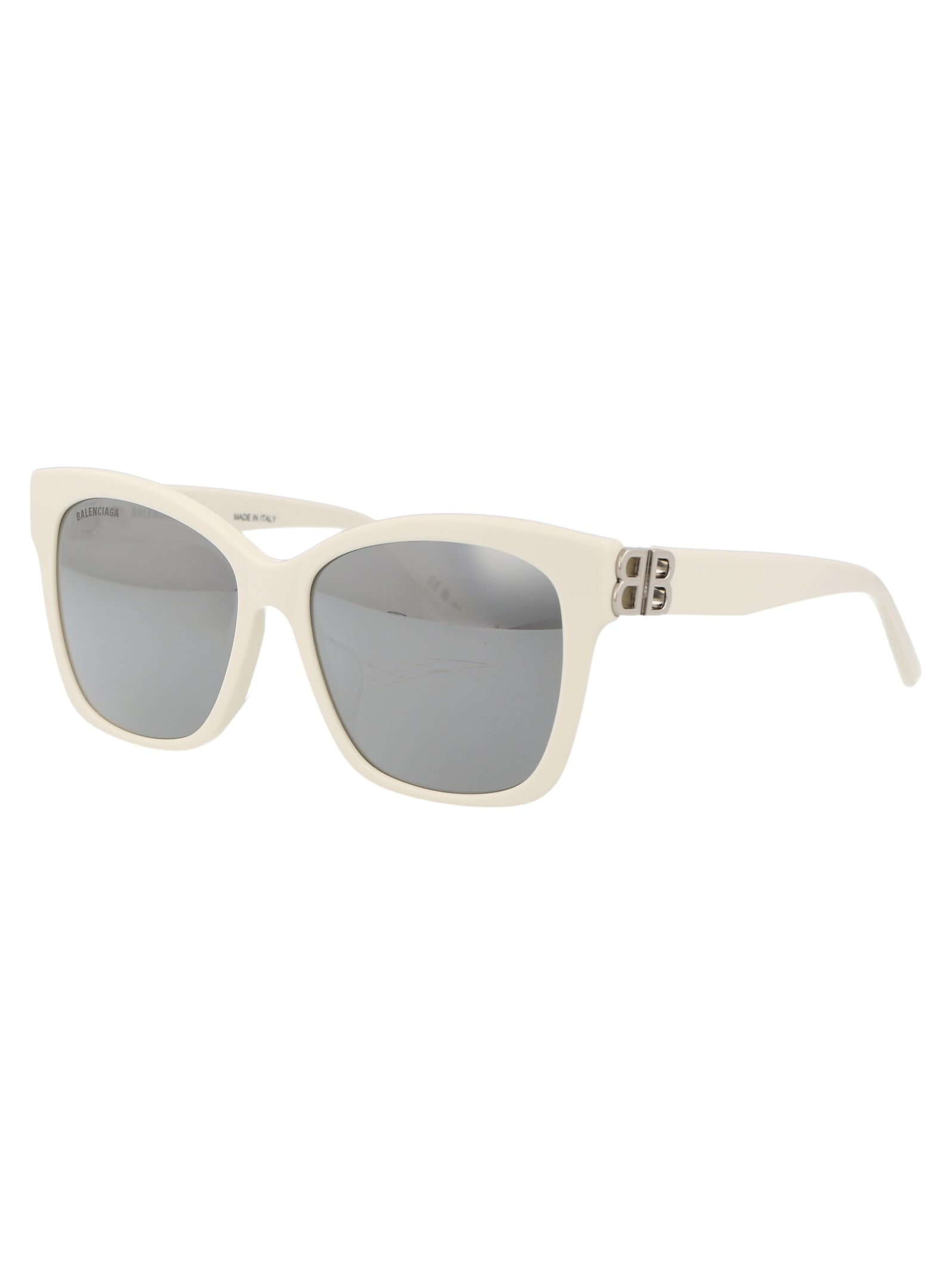 Shop Balenciaga Bb0102sa Sunglasses In 016 White Silver Silver