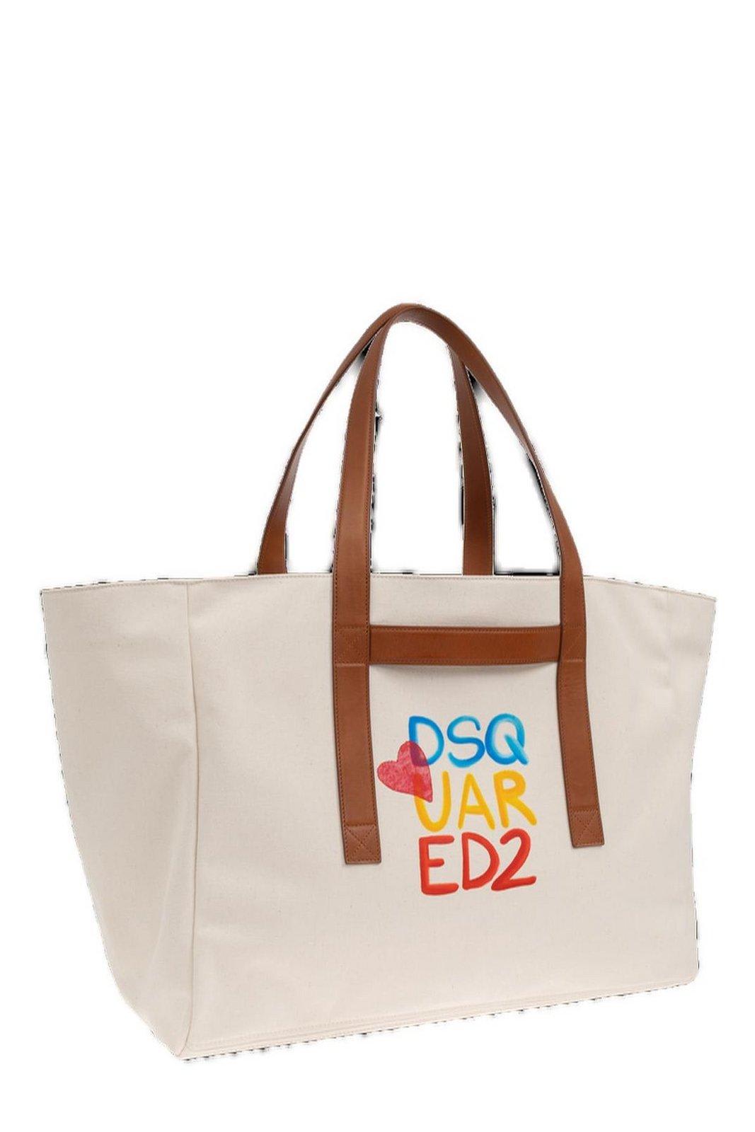 DSQUARED2 SUMMER LOVERS LOGO PRINTED SHOPPER BAG