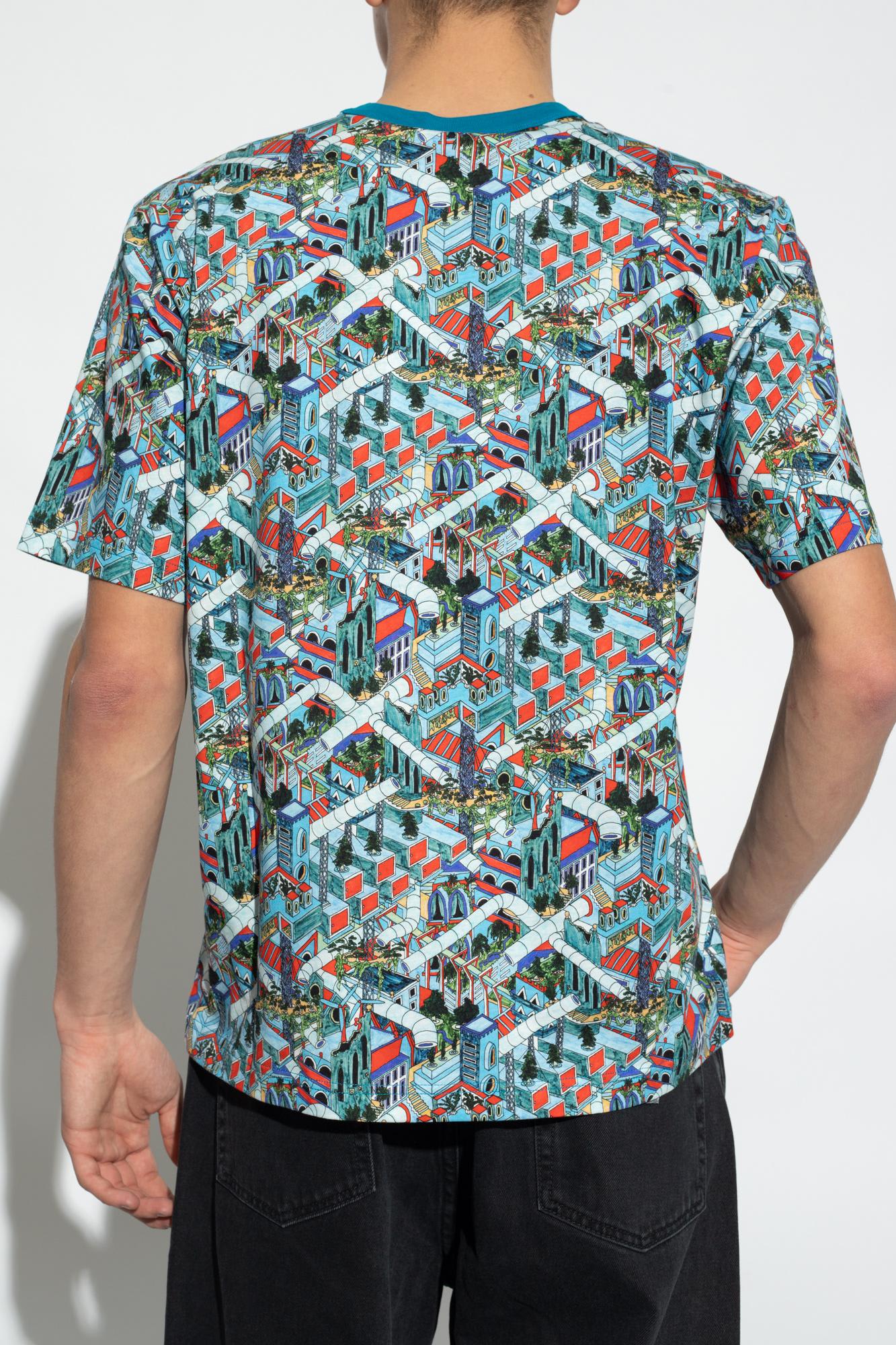Shop Ps By Paul Smith Ps Paul Smith Patterned T-shirt In Blue