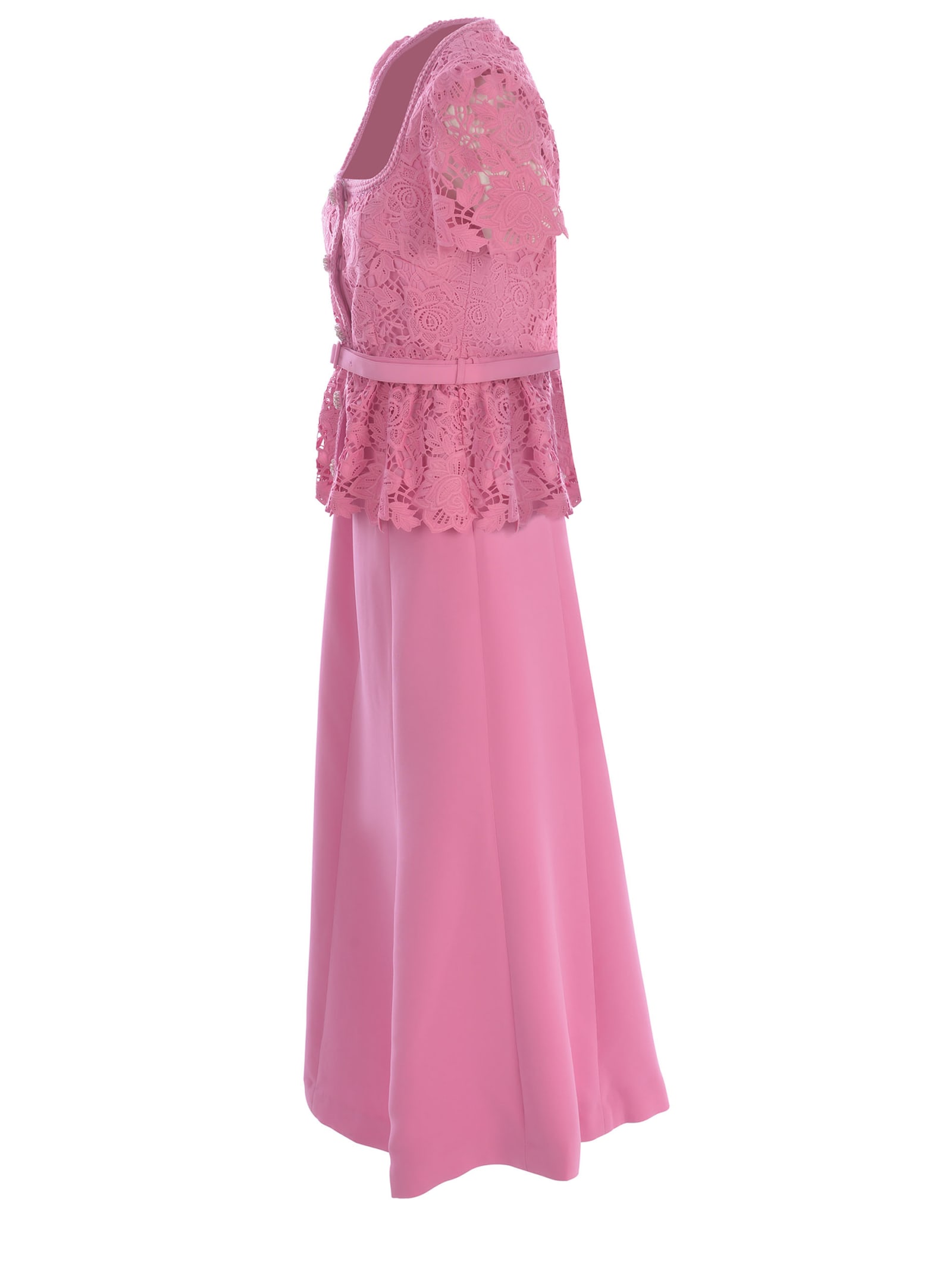 Shop Self-portrait Dress  Jewel Made Of Lace In Rosa