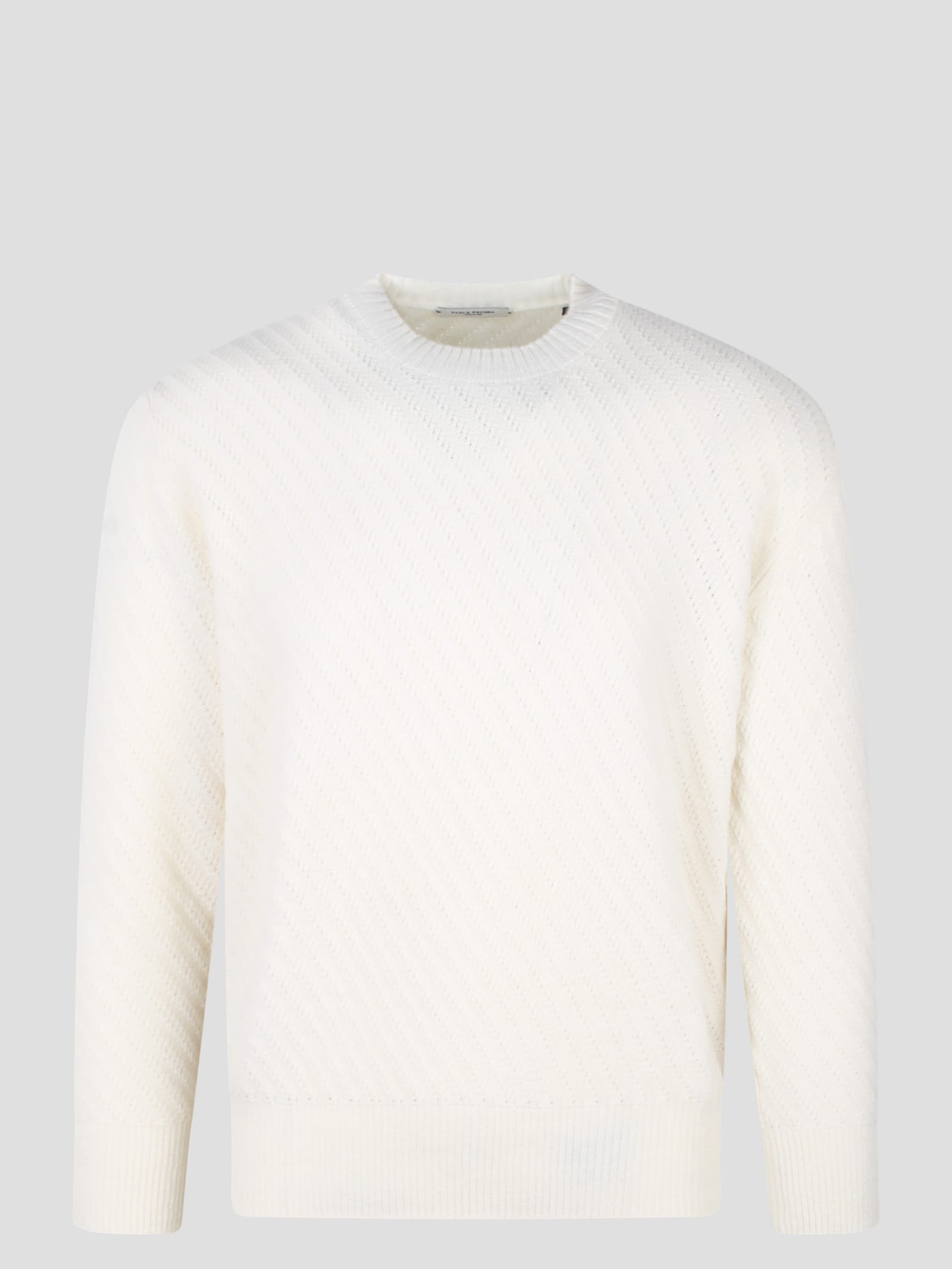 Shop Paolo Pecora Round Neck Wool Sweater In White