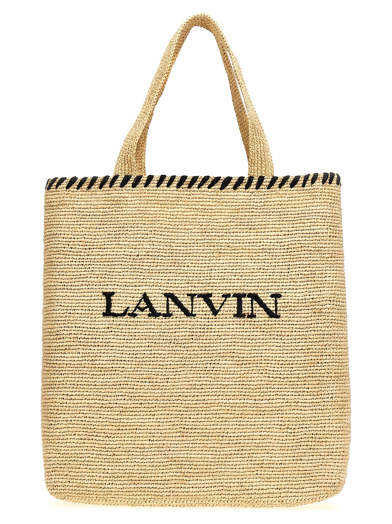 Shop Lanvin Logo Shopping Bag In White/black