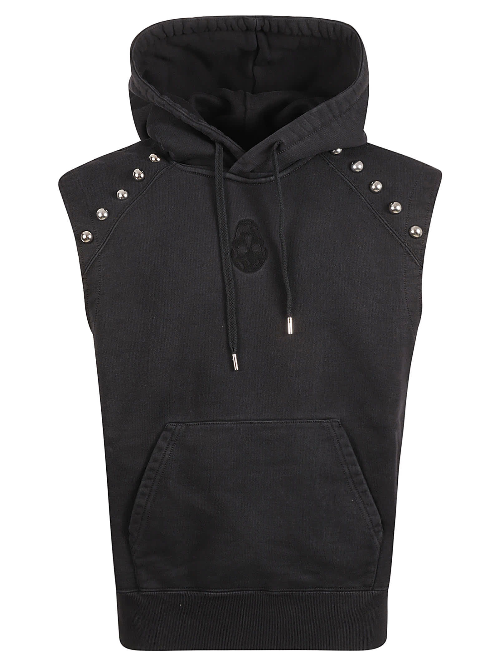 Shop Alexander Mcqueen Studded Sleeveless Hoodie In Black