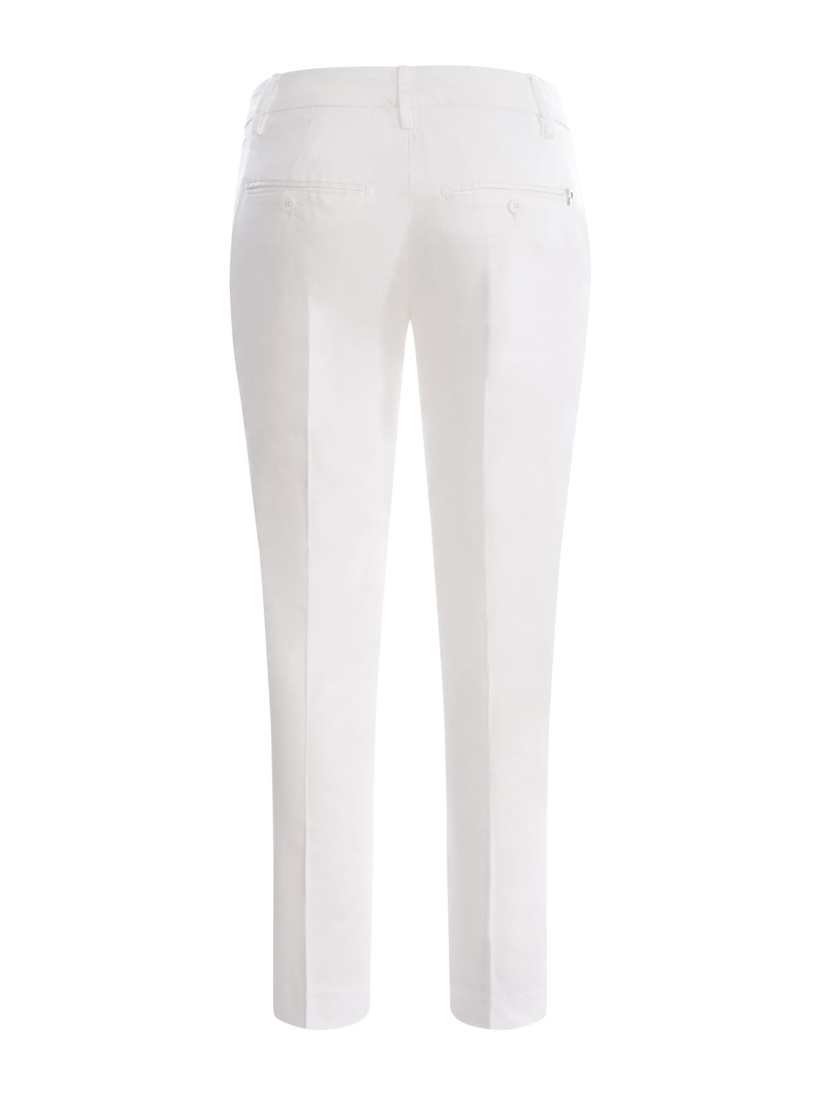 Shop Dondup Trousers  Perfect In Stretch Cotton In Bianco