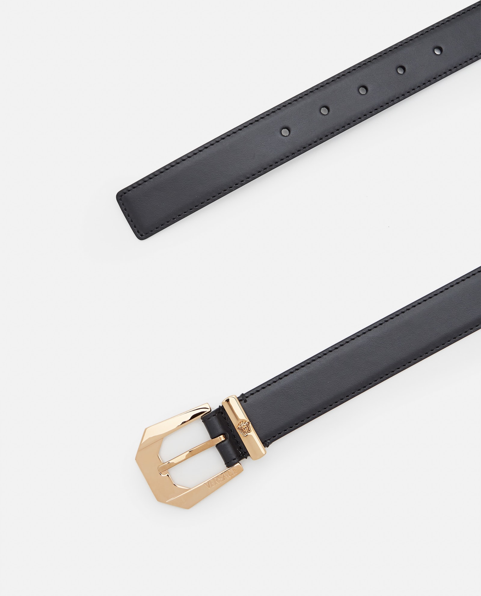 Shop Versace H.30 Belts Calfskin In Nero