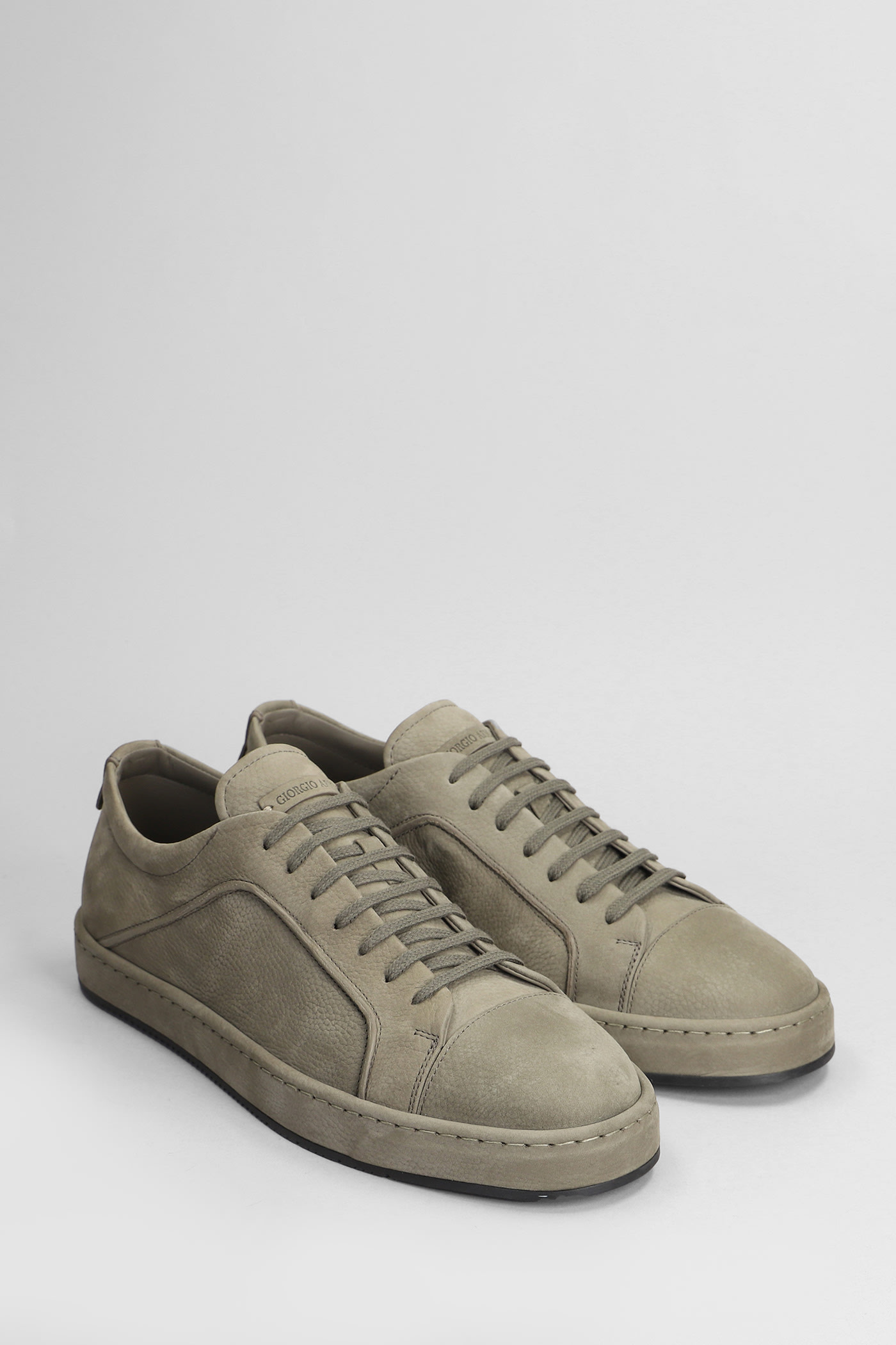 Shop Giorgio Armani Sneakers In Grey Leather