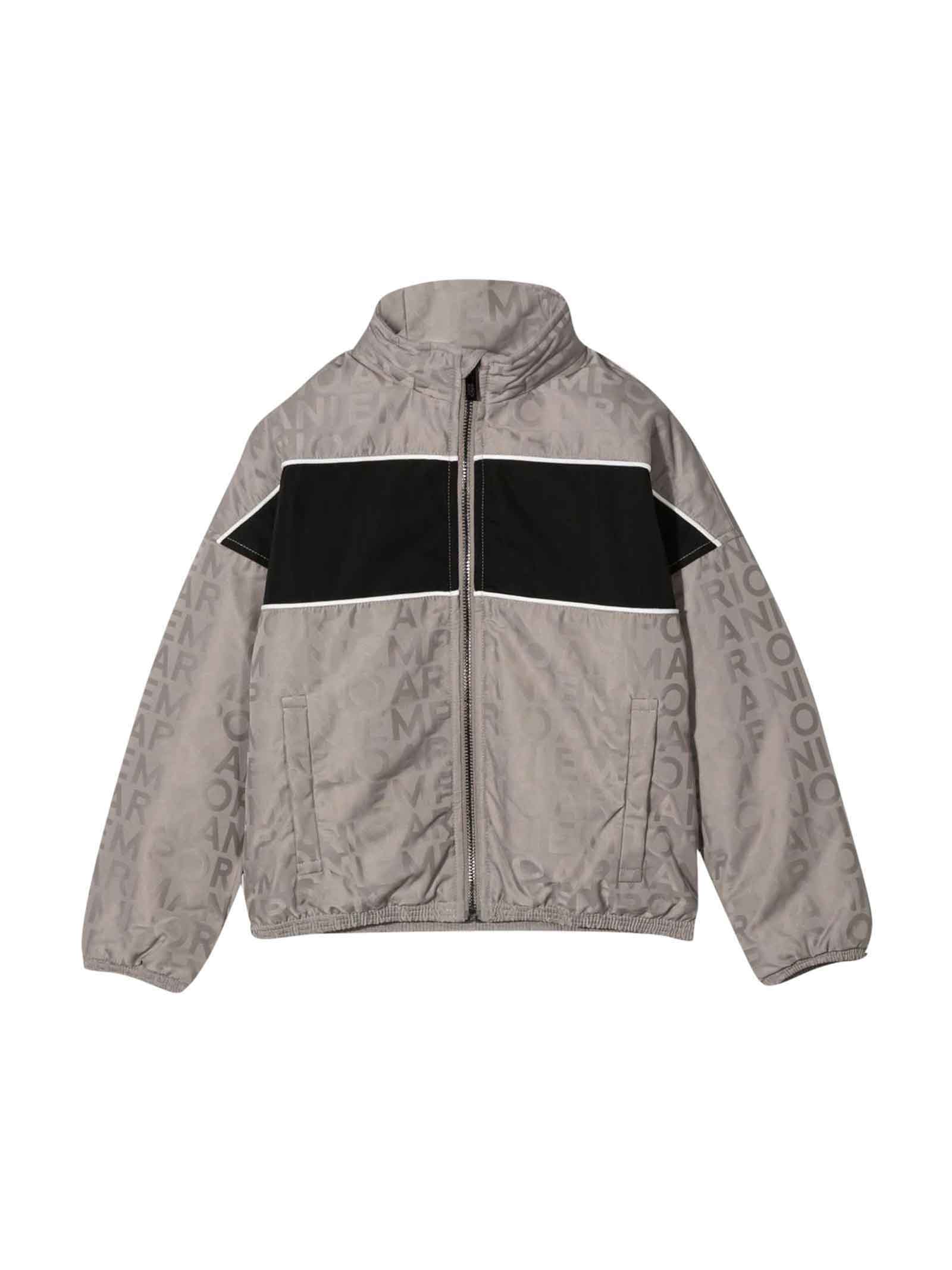 Emporio Armani Grey Jacket With Side Pockets, Logo Press And Zip Closure