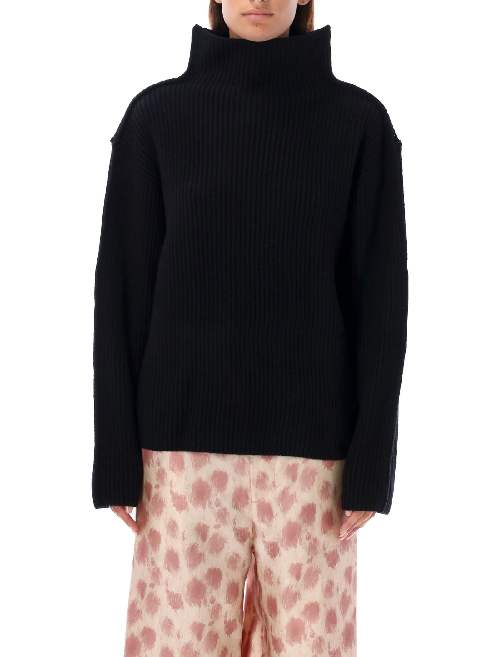 Shop Marni High Neck Sweater In Black