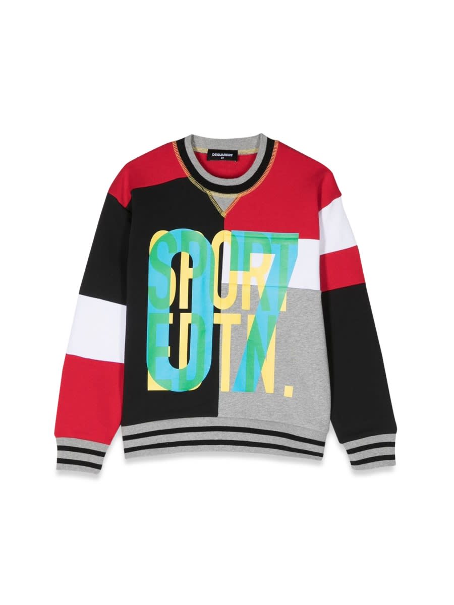 Dsquared2 Kids' 07 Slouch Fit Crewneck Sweatshirt In Multicolour