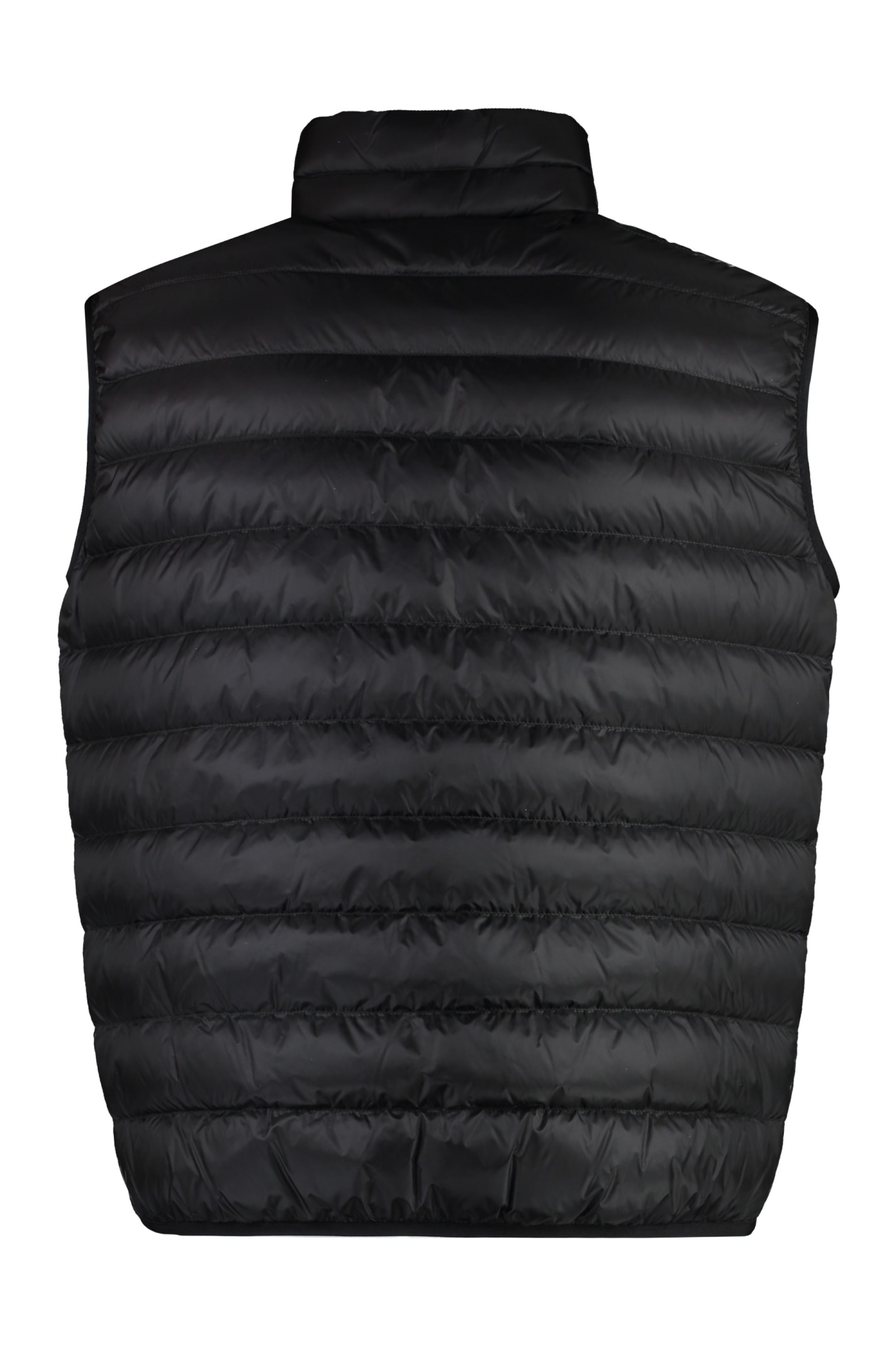 Shop Palm Angels Full Zip Down Vest In Black Off
