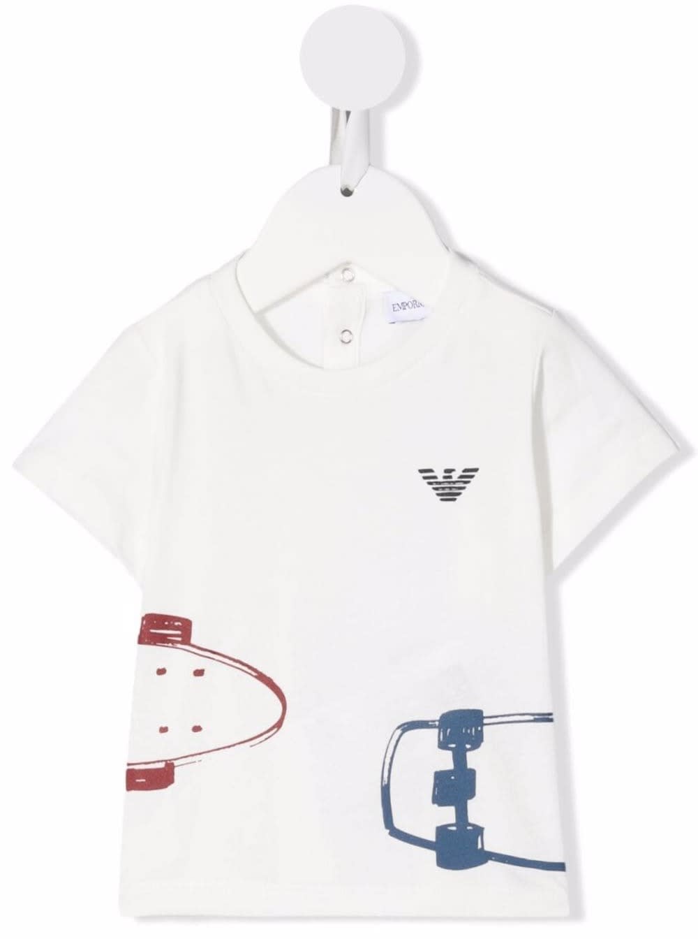Emporio Armani White Cotton T-shirt With Skate Print