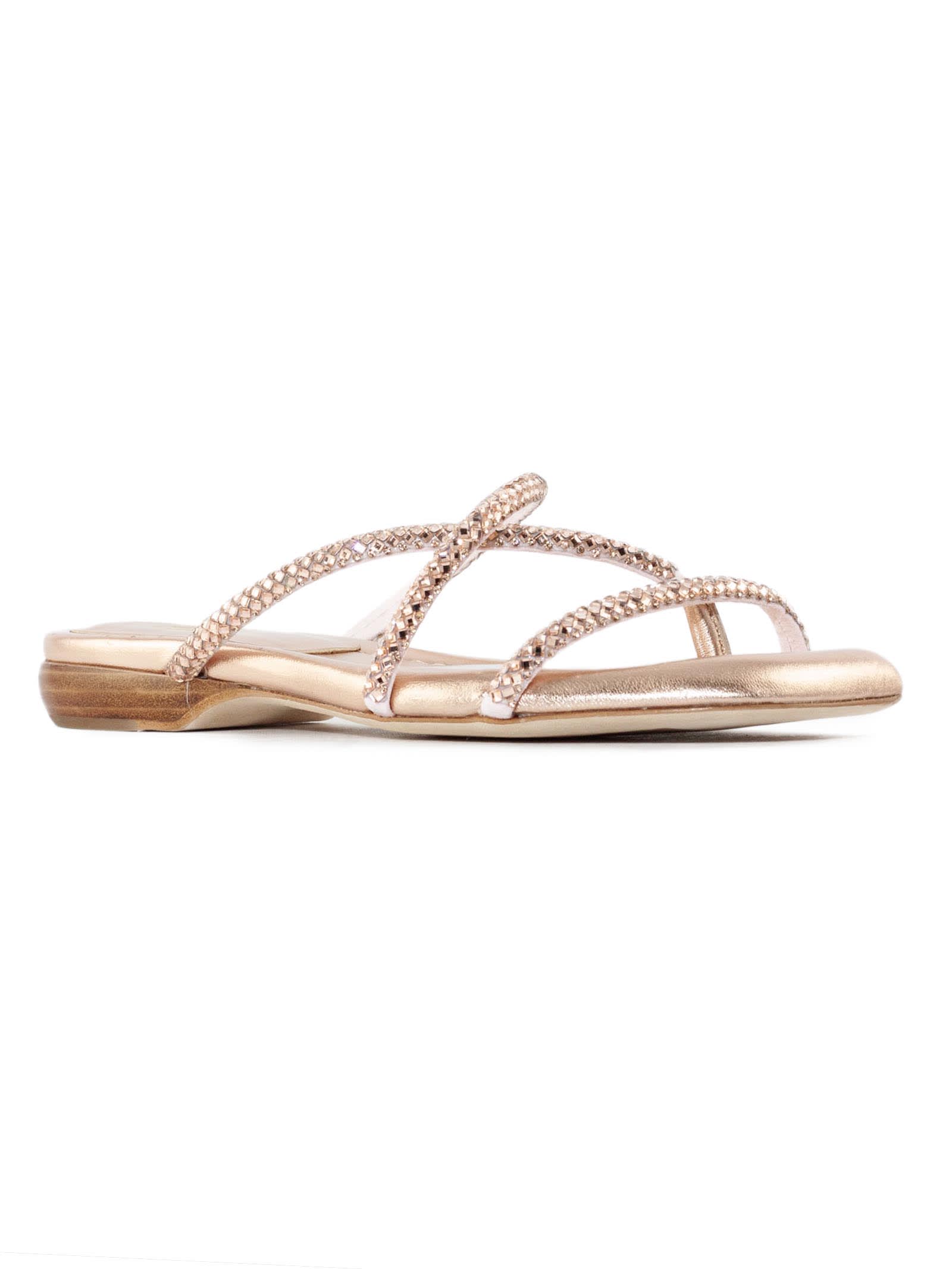 Shop Ash Gold-tone Leather Rubis Low Sandals In Golden