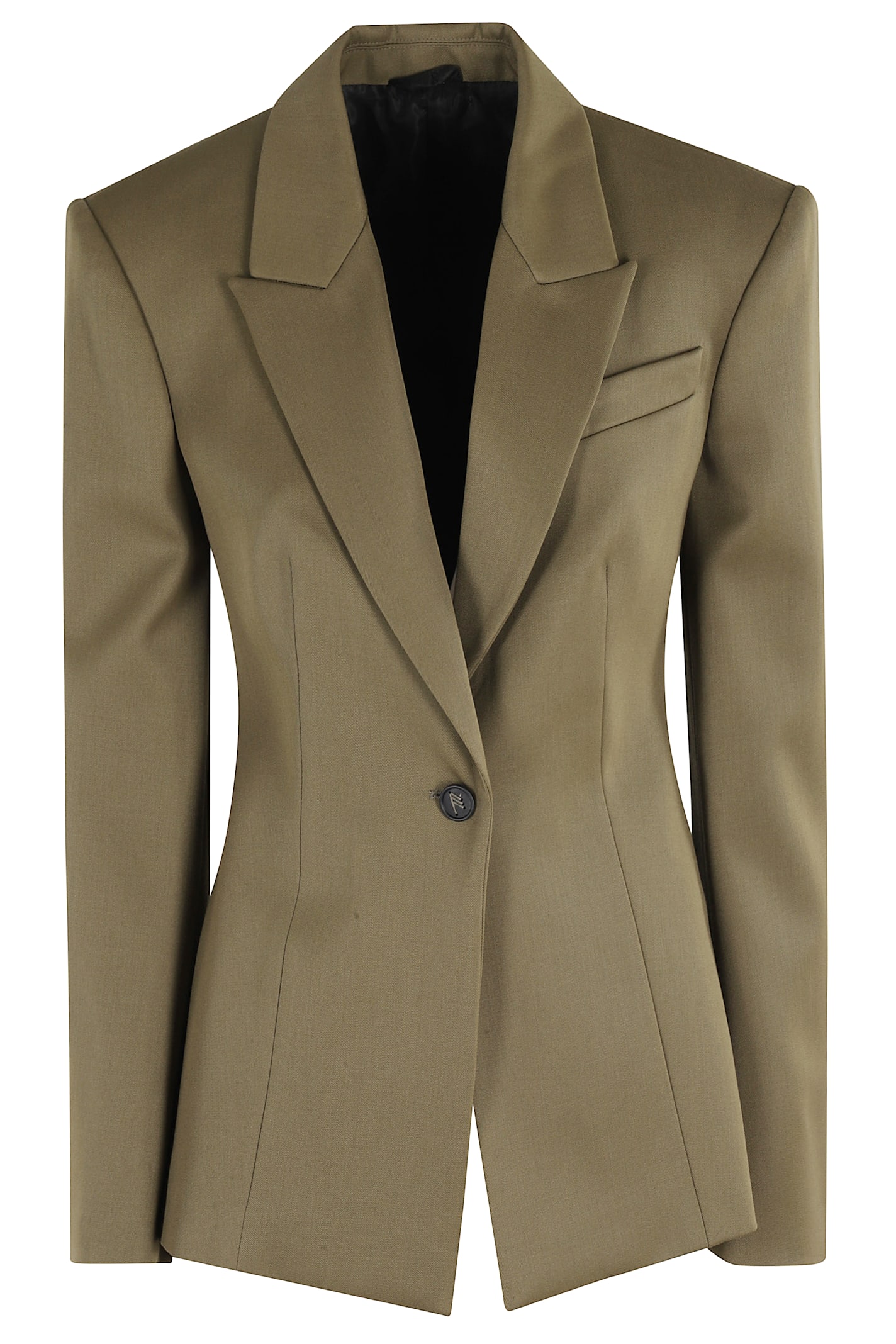 Attico Single-button Padded-shoulder Blazer In Brown