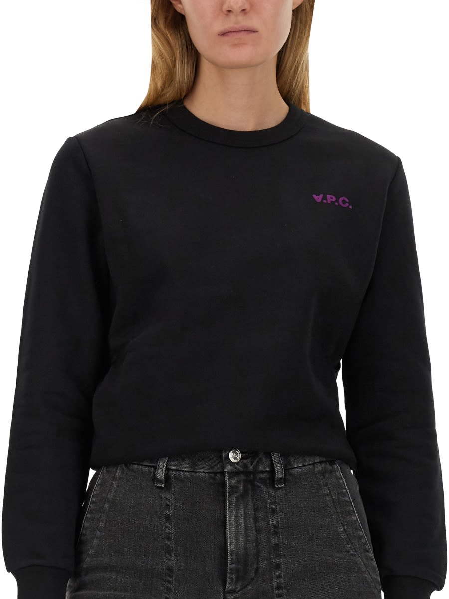 Shop Apc Sweatshirt With Logo In Black