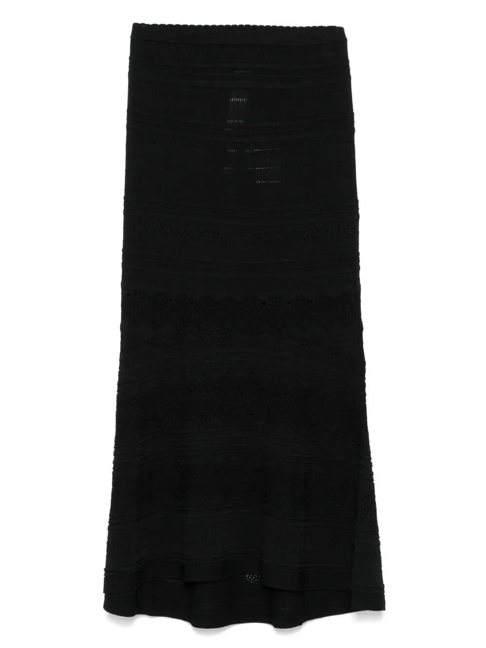 Twinset Twin-set Textured Flared Skirt In A Soft Viscose-polyamide Blend
