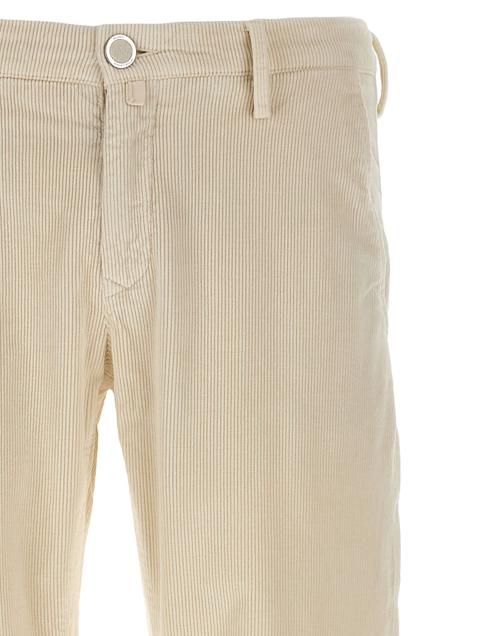 Jacob Cohen Velvet Trousers With Back And Side Pockets In Neutral