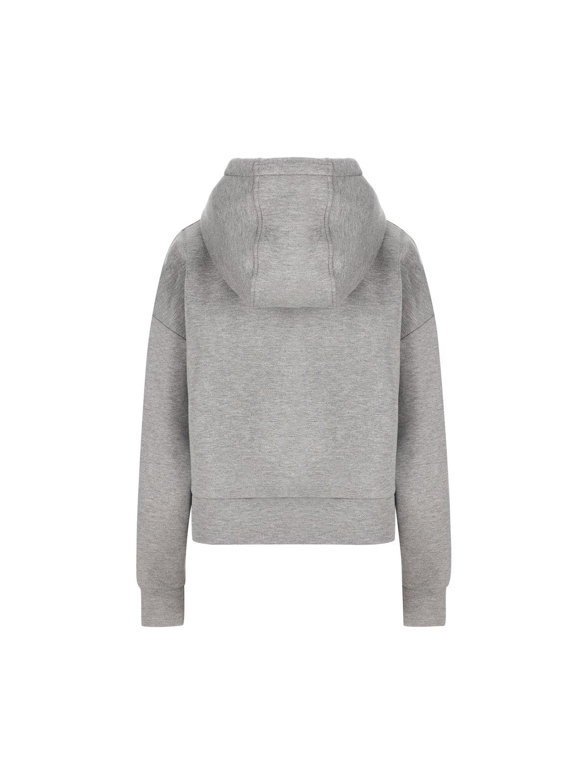 Shop Gucci Logo Patch Hoodie In Grey