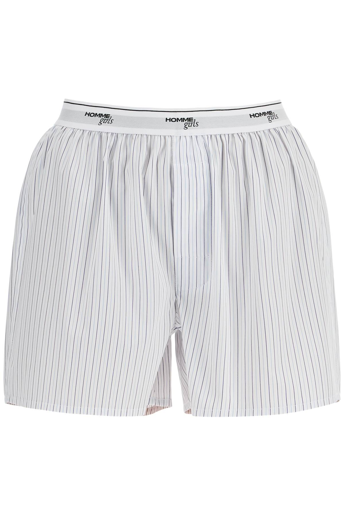 High-waisted Beige Striped Cotton Boxer