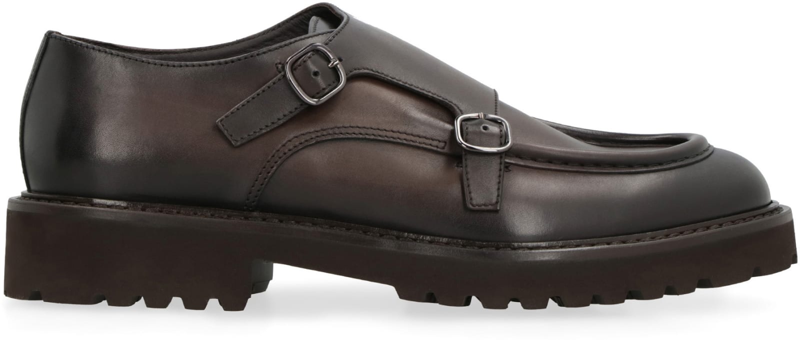 Shop Doucal's Leather Monk-strap In Brown