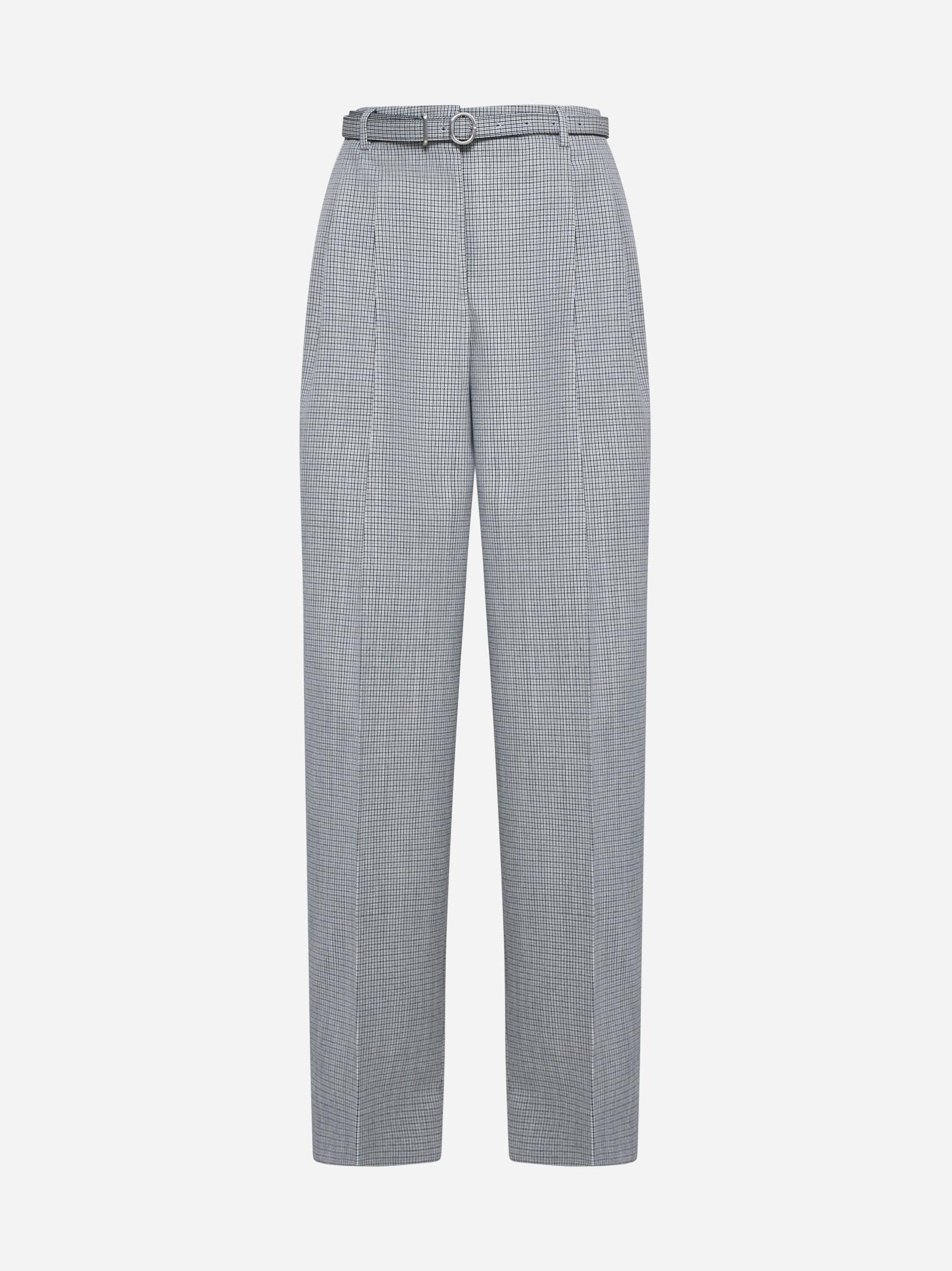 Shop Jil Sander Micro-check Wool Trousers In Grey