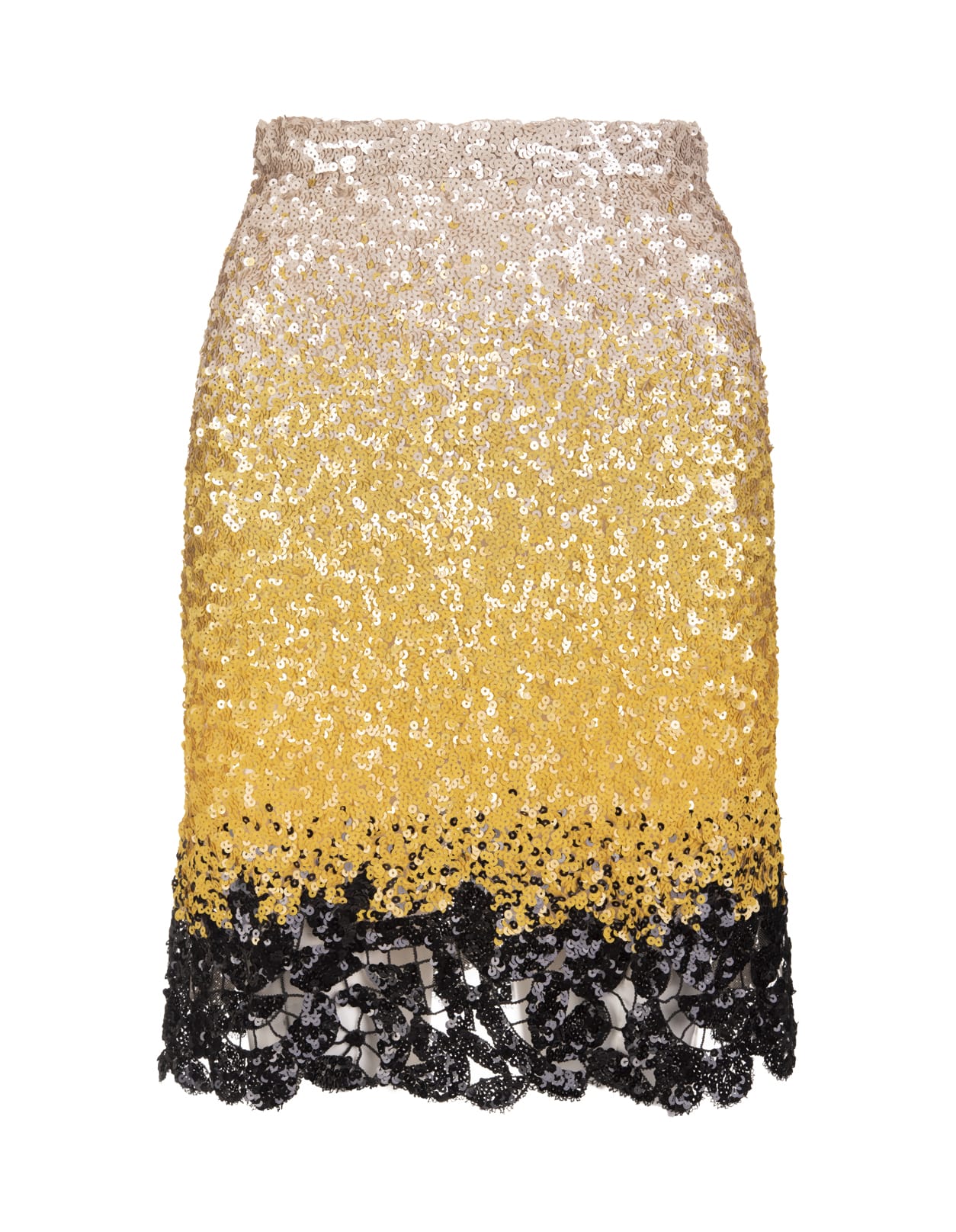 Ermanno Scervino Pencil Skirt In Nuanced Yellow Sequins