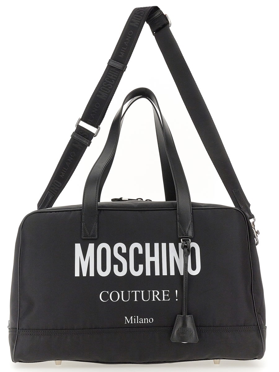 Shop Moschino Nylon Travel Bag In Black