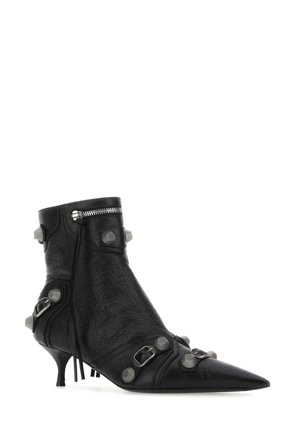 Shop Balenciaga Black Leather Cagole Ankle Boots In 1081