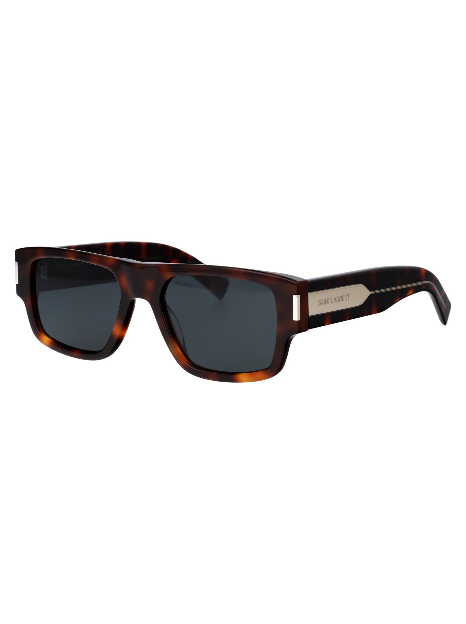 Saint Laurent Havana Crystal Black Acetate Sunglasses In Brown