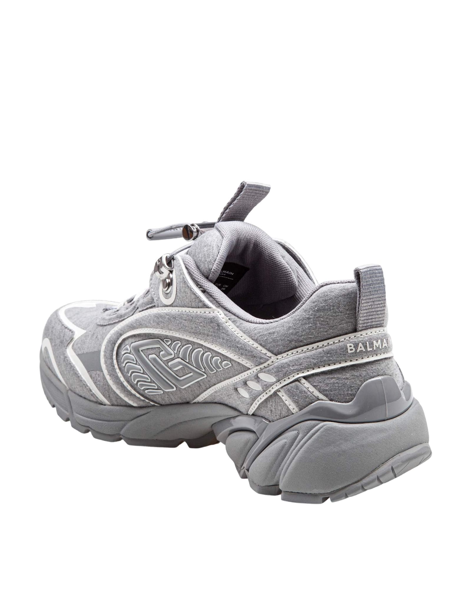 Balmain Sneakers In Mixed Materials In Grey/white