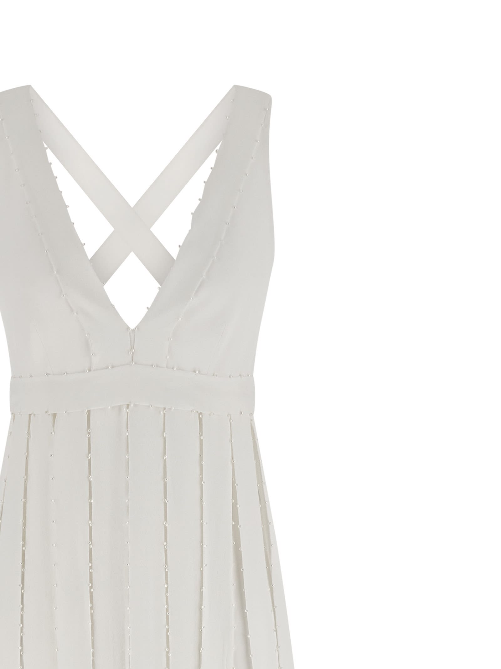 Giovanni Bedin Pearl-embellished Pleated Dress In White