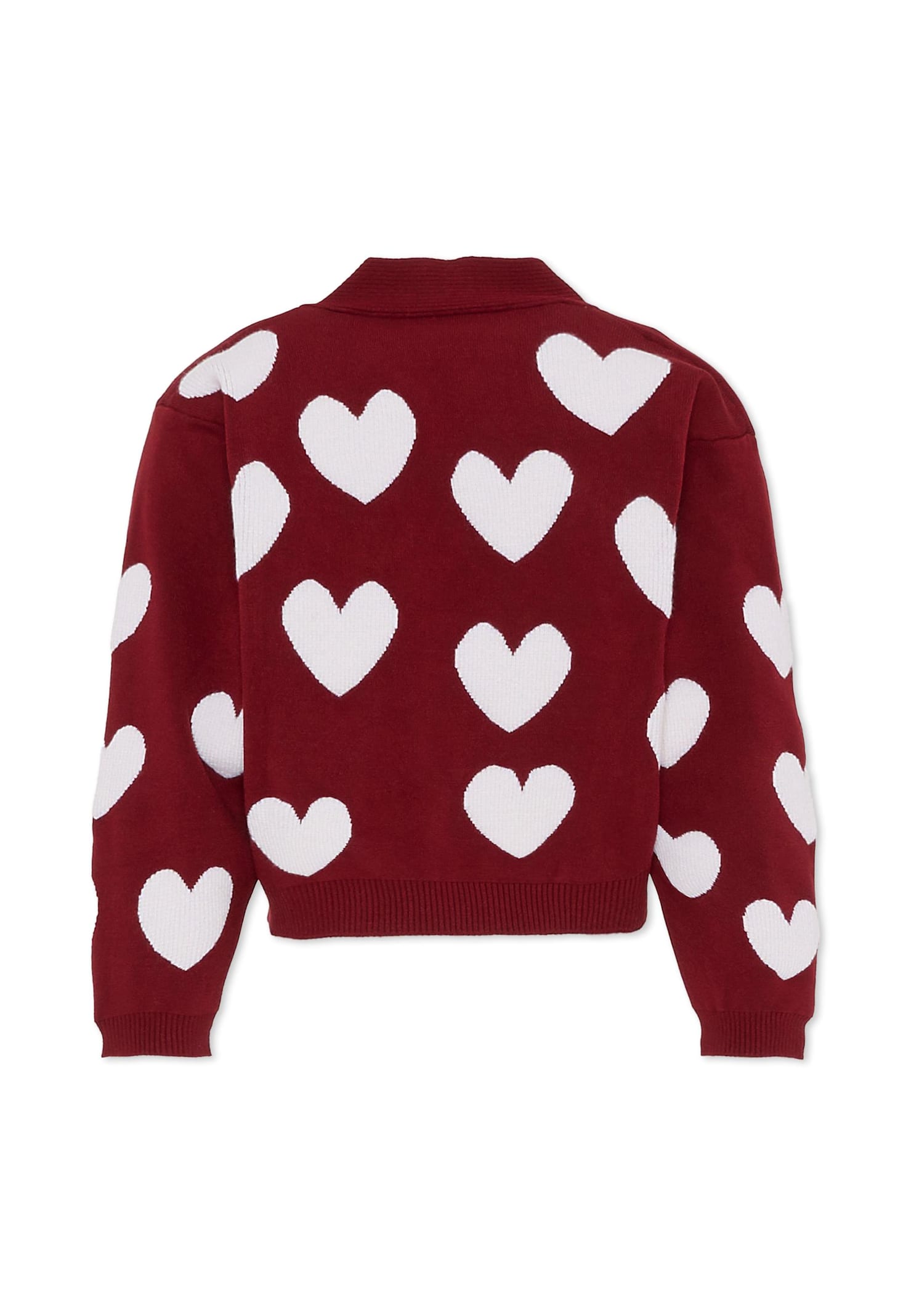 Simonetta Burgundy Cardigan For Girl With Heart In Burgundy