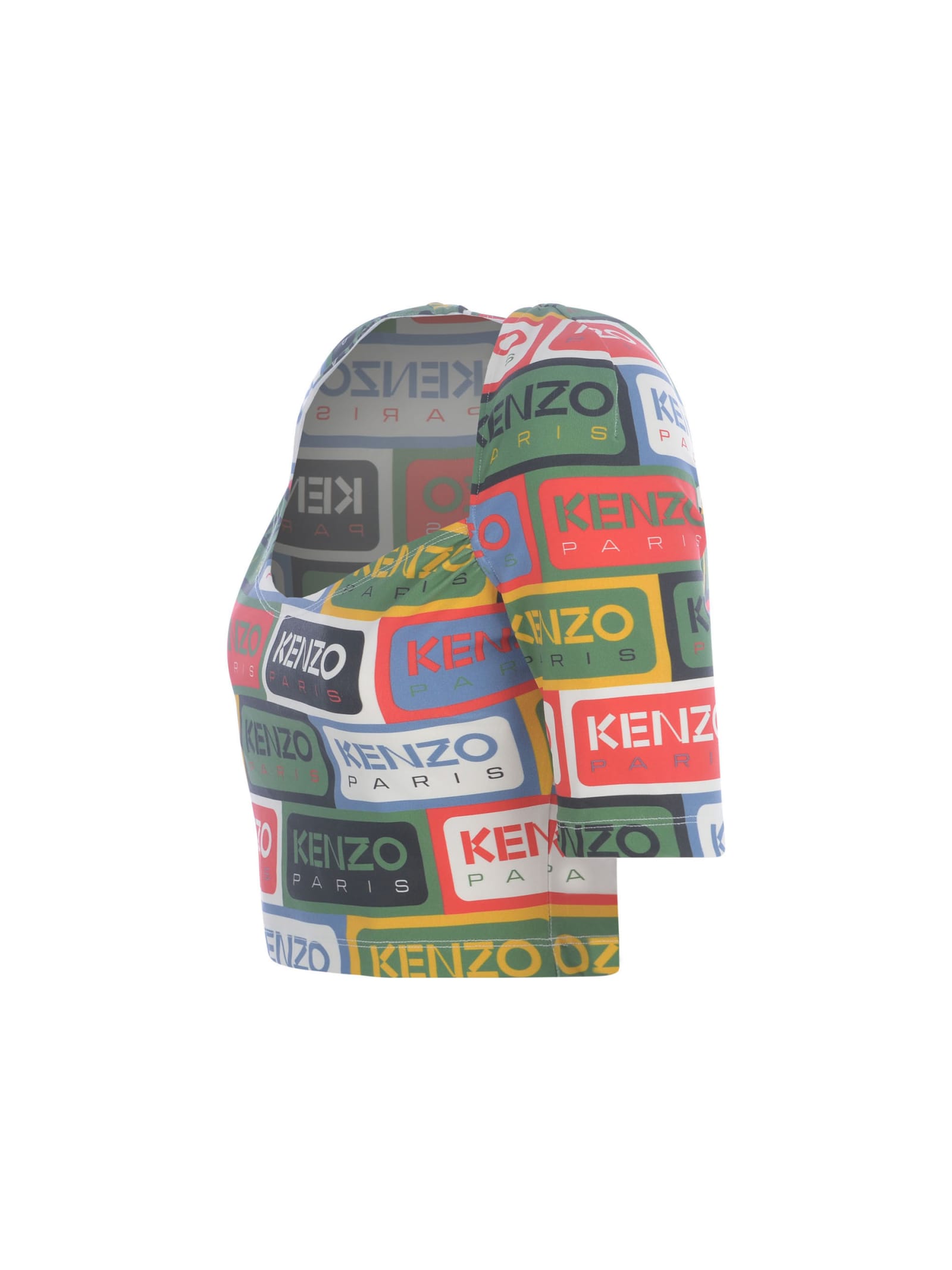 Shop Kenzo Crop Top   Labels In Jersey In Multicolor