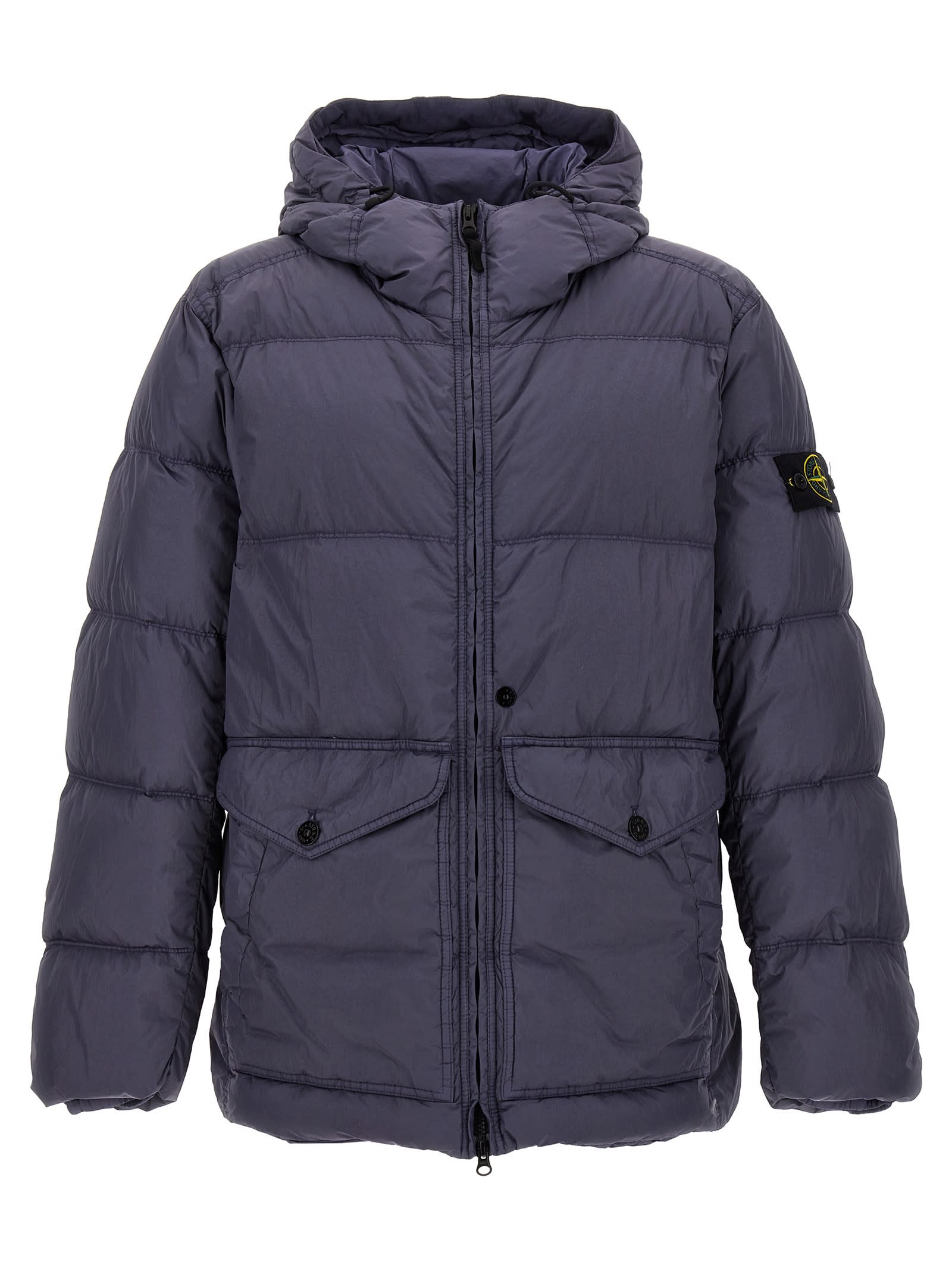 Shop Stone Island Garment Dyed Crinkle Reps R-ny Down Down Jacket In Gray