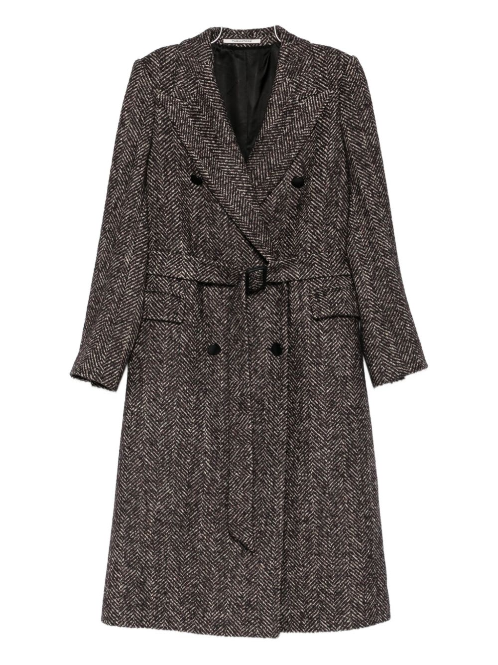 Tagliatore Herringbone Double-breasted Wool Coat In Brown