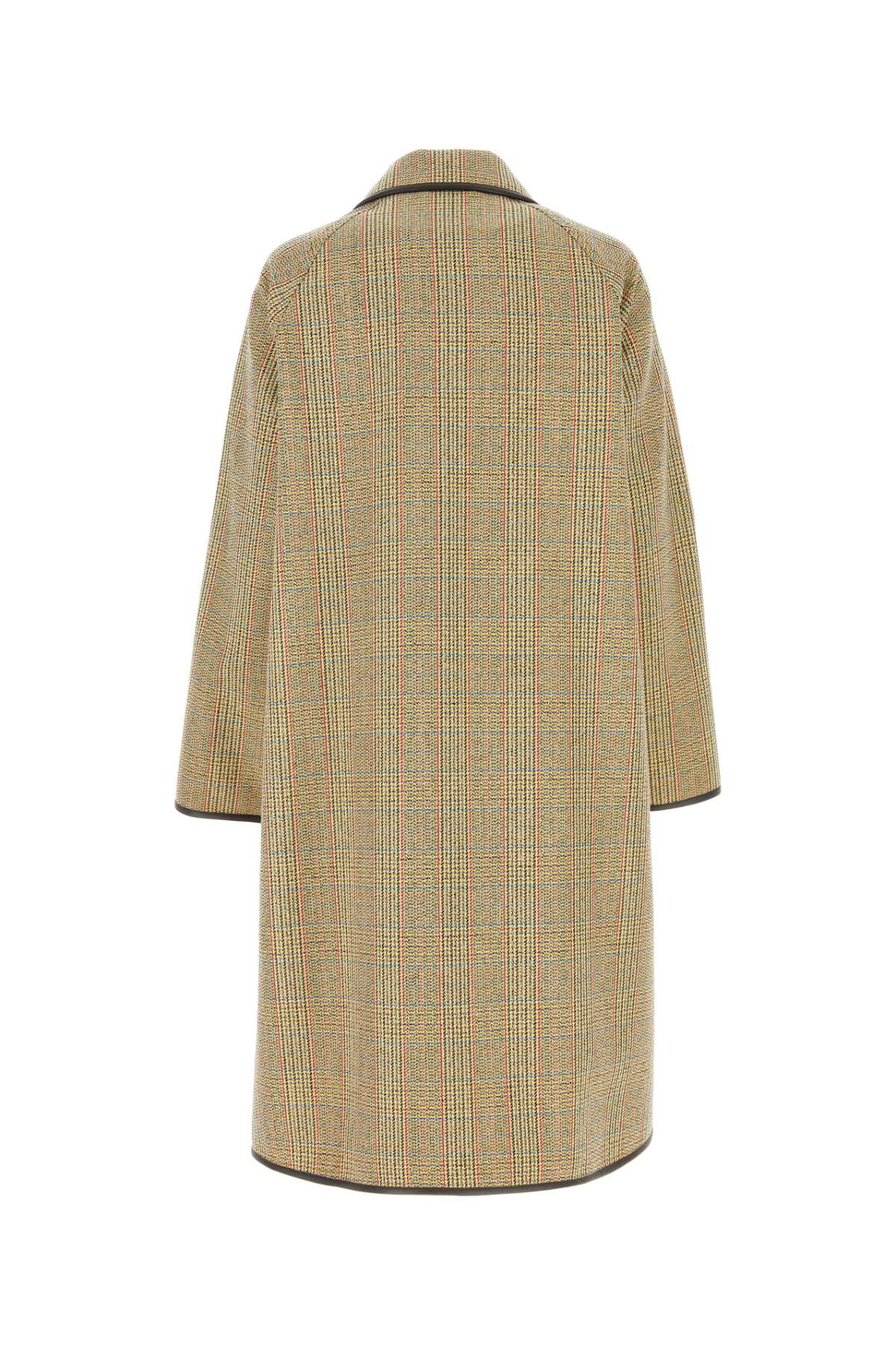 Shop Bottega Veneta Embroidered Wool Blend Coat In Beigeyellowblue