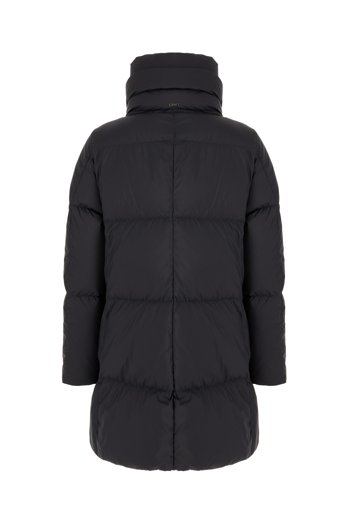 Herno Boxy Black Down Jacket With Padded Collar And Quilted Design In Blue
