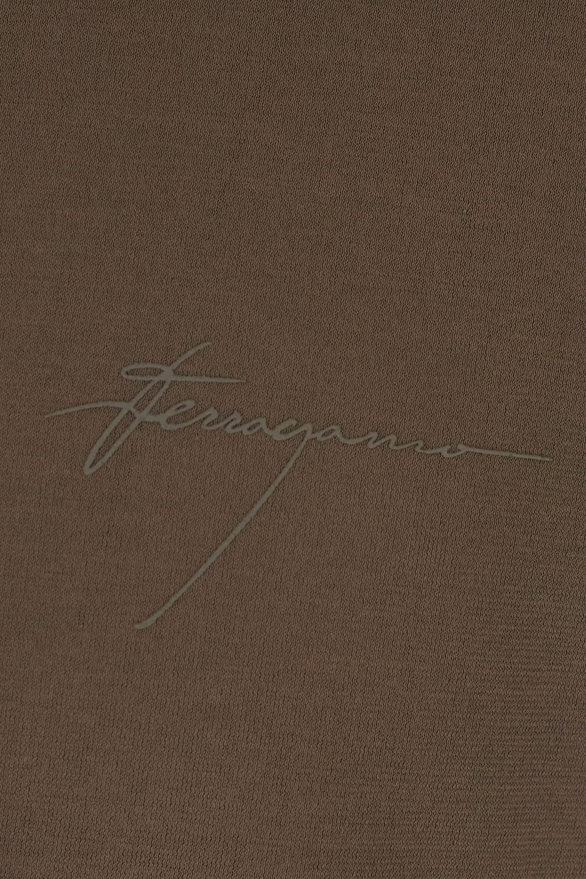 Ferragamo Signature Cotton Polo Shirt In Concrete