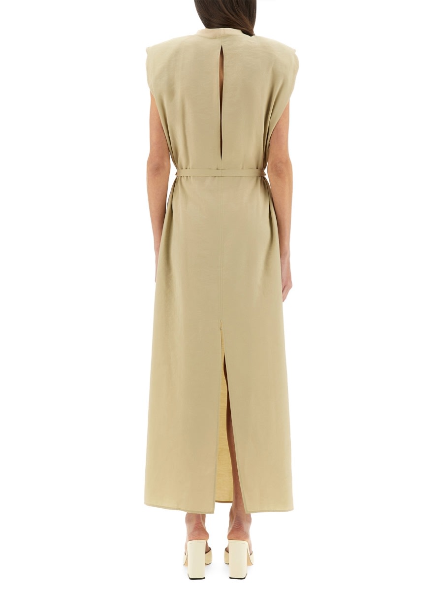 Shop Alysi Peach Touch Long Dress In Beige