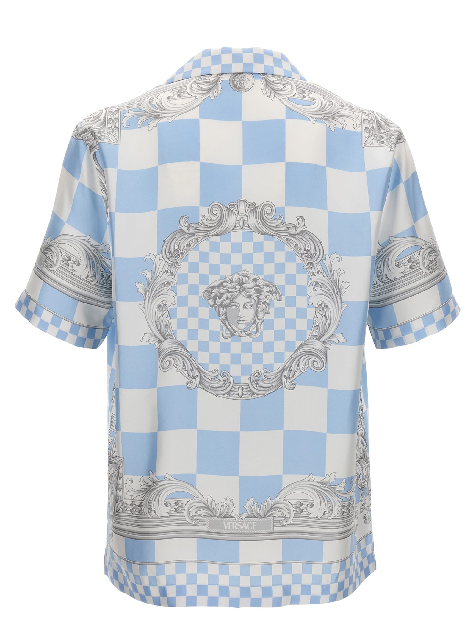 Shop Versace Medusa E Barocco Shirt In Light Blue