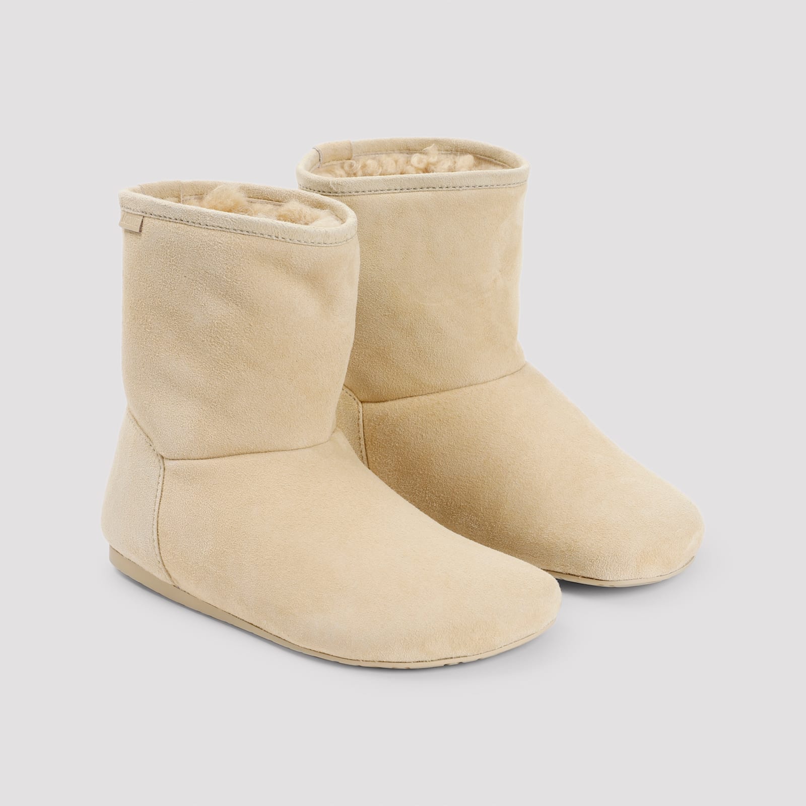 Shop Loewe Lago Suede Boots In Medium Concealer