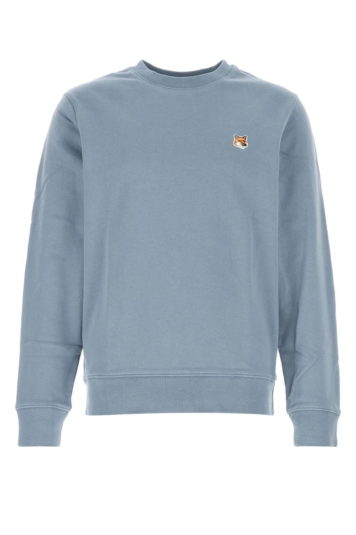 Shop Maison Kitsuné Powder Blue Cotton Sweatshirt In Clear Blue